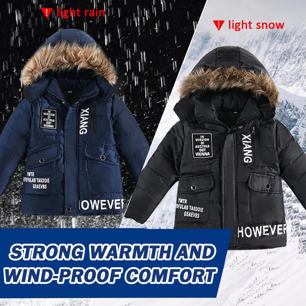Niño Abrigo de Invierno Calida Chaqueta con Pelo Capucha Parka con Estampado de Letras Chaqueta nieve Ropa Exterior Infantil