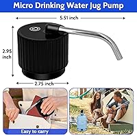 Vista 2 de Camping Water Dispenser for 5 Gallon Bottle,Portable USB Charging Electric Water Bottle Pump,Universal Micro Drinking Water Jug Pump,3-5 Gallon