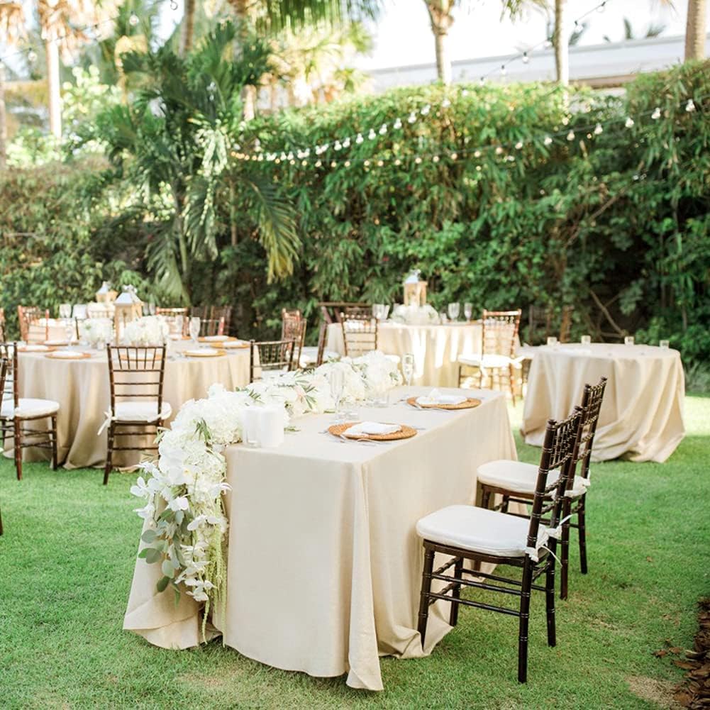 Rectangle Tablecloth 60x120 Inches Ivory Table Cloth Waterproof Soft Polyester Table Cover for Outdoor Wedding Parties Tabletop