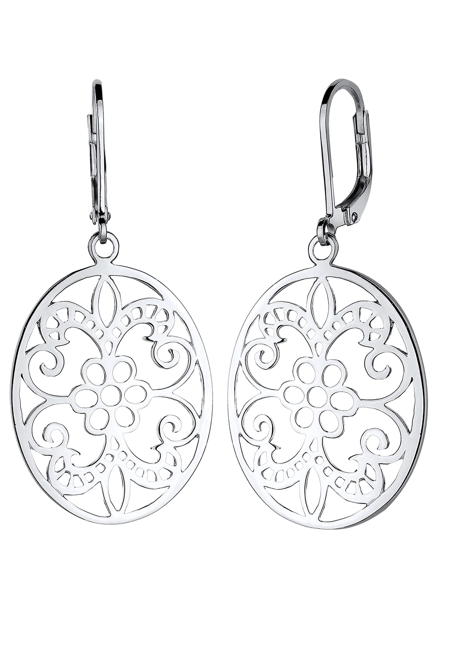 Elli Earrings Women Ornament Cut Out Floral in 925 Sterling Silver