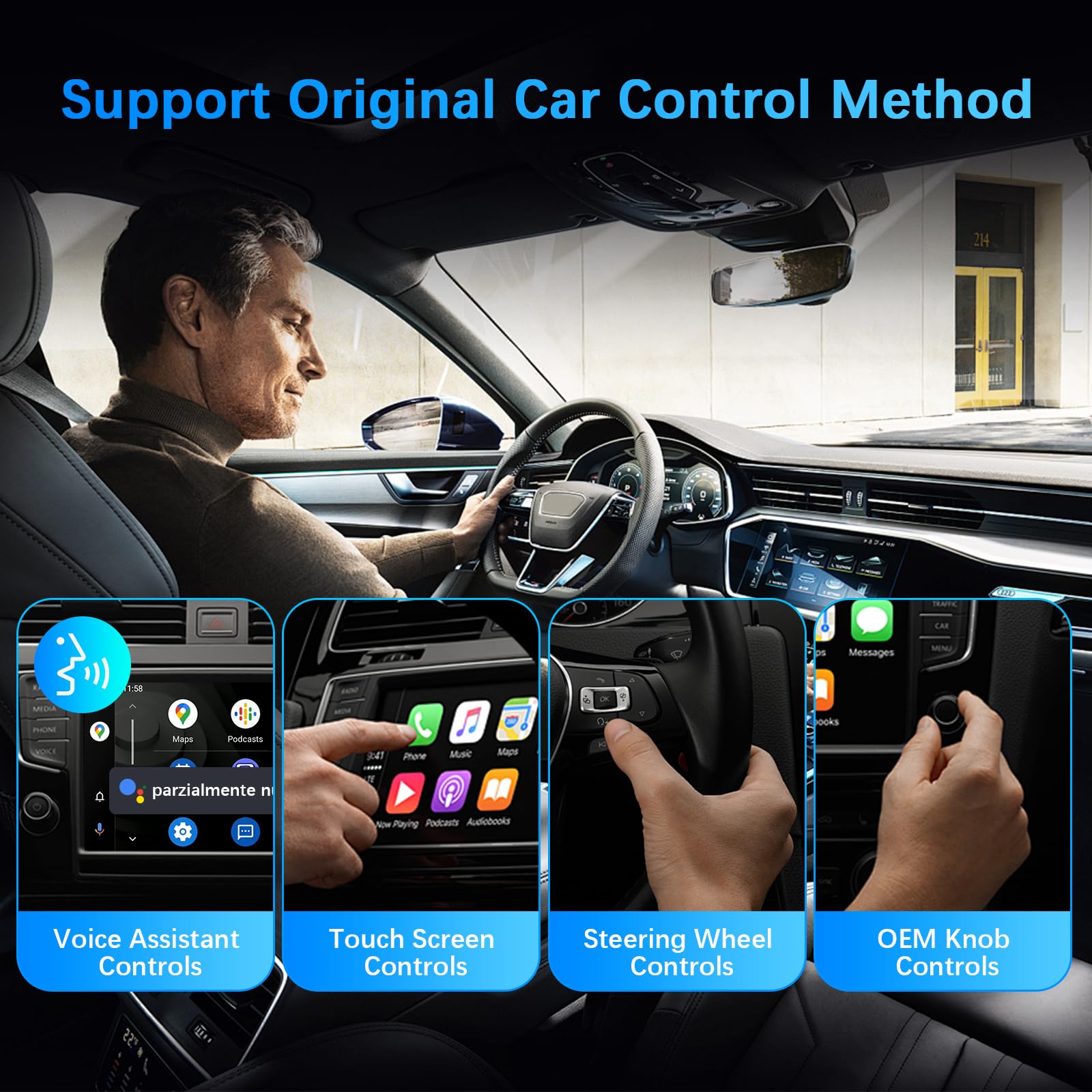 KAOLALI Wireless Carplay & Android Auto Adpater 2 in 1 für Werkseitig Verkabelte Wireless CarPlay Dongle Konvertiert Kabelgebunden zu Kabellos für Autos, Plug and Play, für iOS 10+, Android 11+