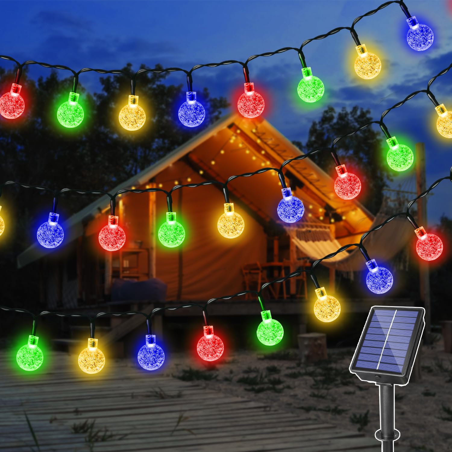 Ollny Solar Lights Outdoor Garden, 12m 100LEDs Fairy Lights Solar Powered Waterproof