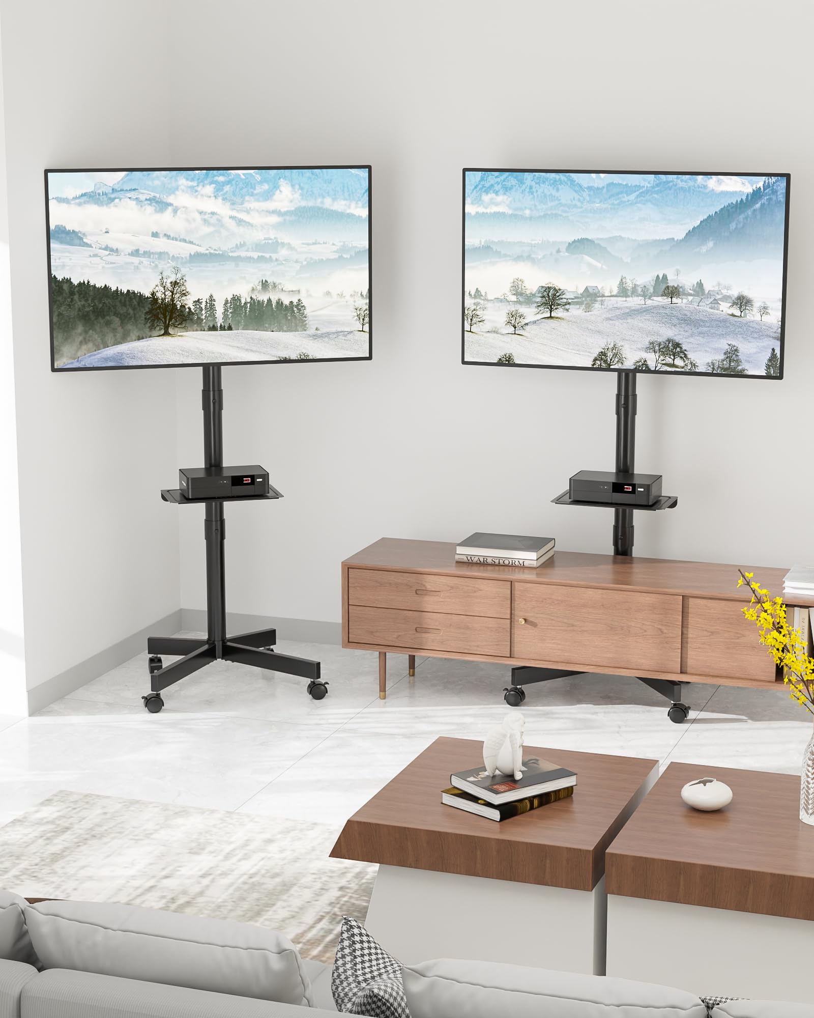 BONTEC Supporto TV da Pavimento, Carrello Inclinabile per TV da 23 a 60 Pollici, Fino a 40 kg, VESA 400x400 mm