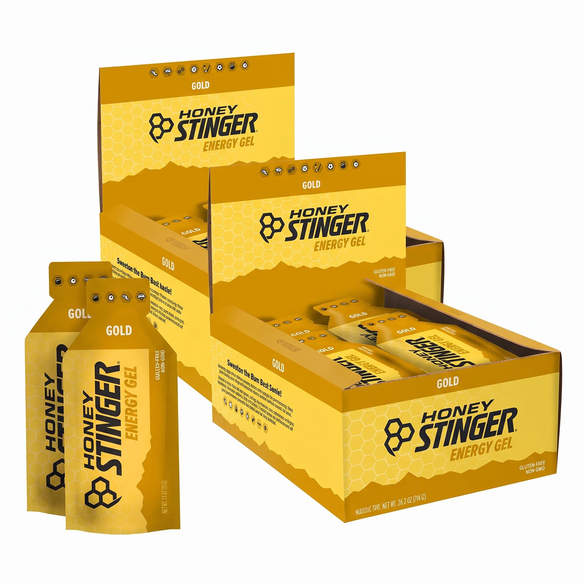Honey Stinger Gold Energy Gel, Gluten Free &amp; Caffeine Free, for Exercise, Running and Performance, Sports Nutrition for Home &amp; Gym, Pre and Mid Workout, 48 Pack, 26.4 Ounce