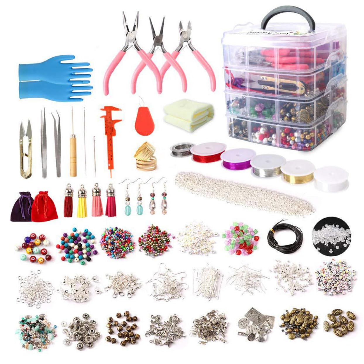 Cuentas Acrílicas para Pulseras Diy, Surtido de 1960 Piezas