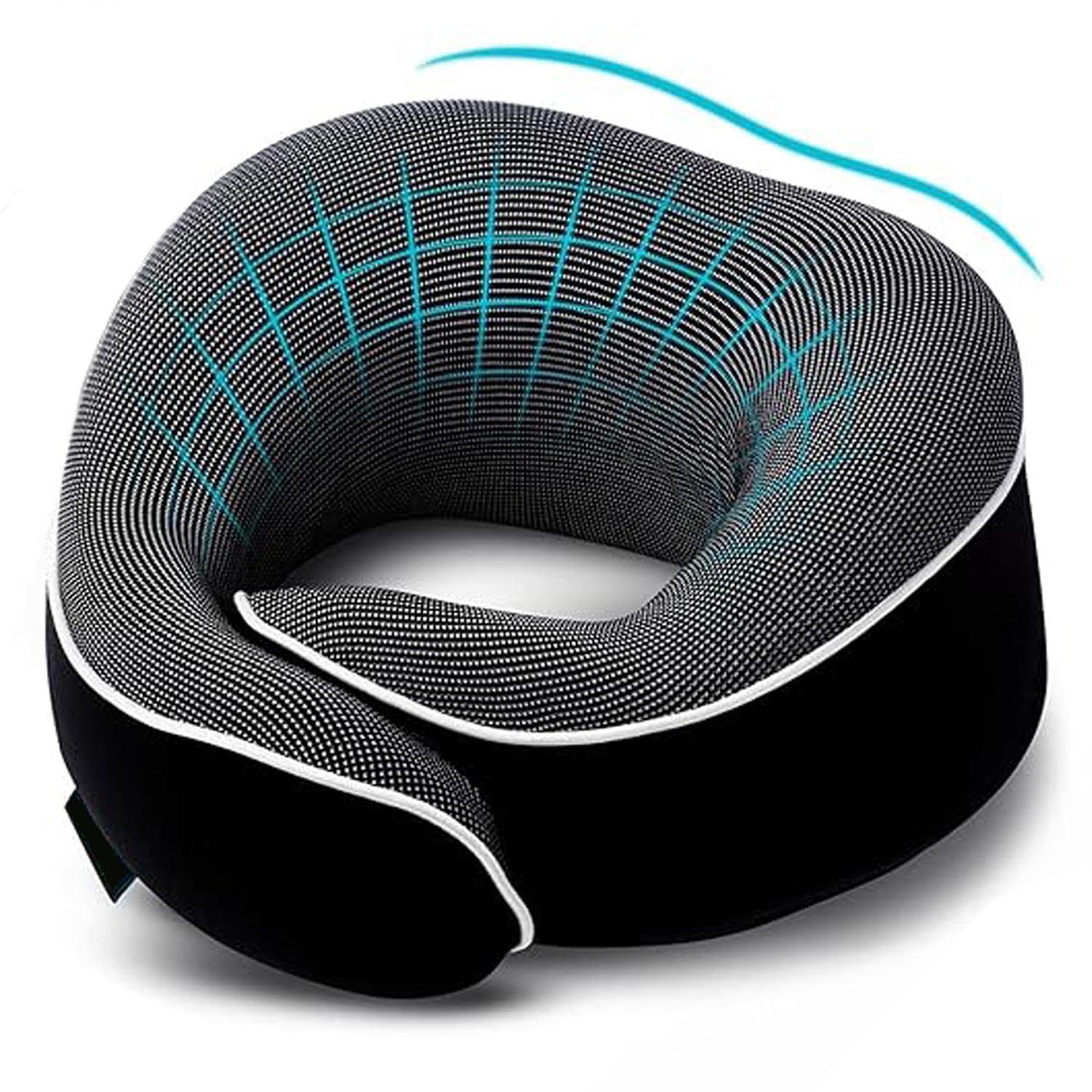 GGEROU Travel Neck Pillow Chin Support Pillow Adjustable, Memory Foam Pillow Orthopedic Neck Pillow for Home, Airplanes & Car, Ergonomic Design Soft Best Full Neck Surround Pillow Sleep (Black)