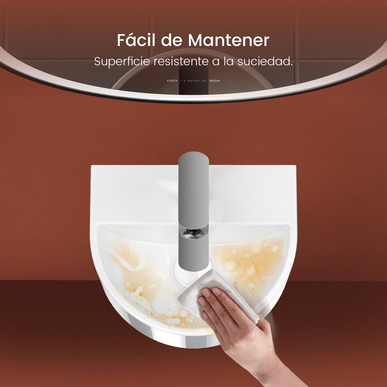 EMKE Lavabo Semi-Circular 303 x 255 x 120 mm, Lavamanos Suspendido para Montar en la Pared, Lavabo de Cerámica para WC de Invitados y Baño, Diseño Moderno, Blanco Brillante