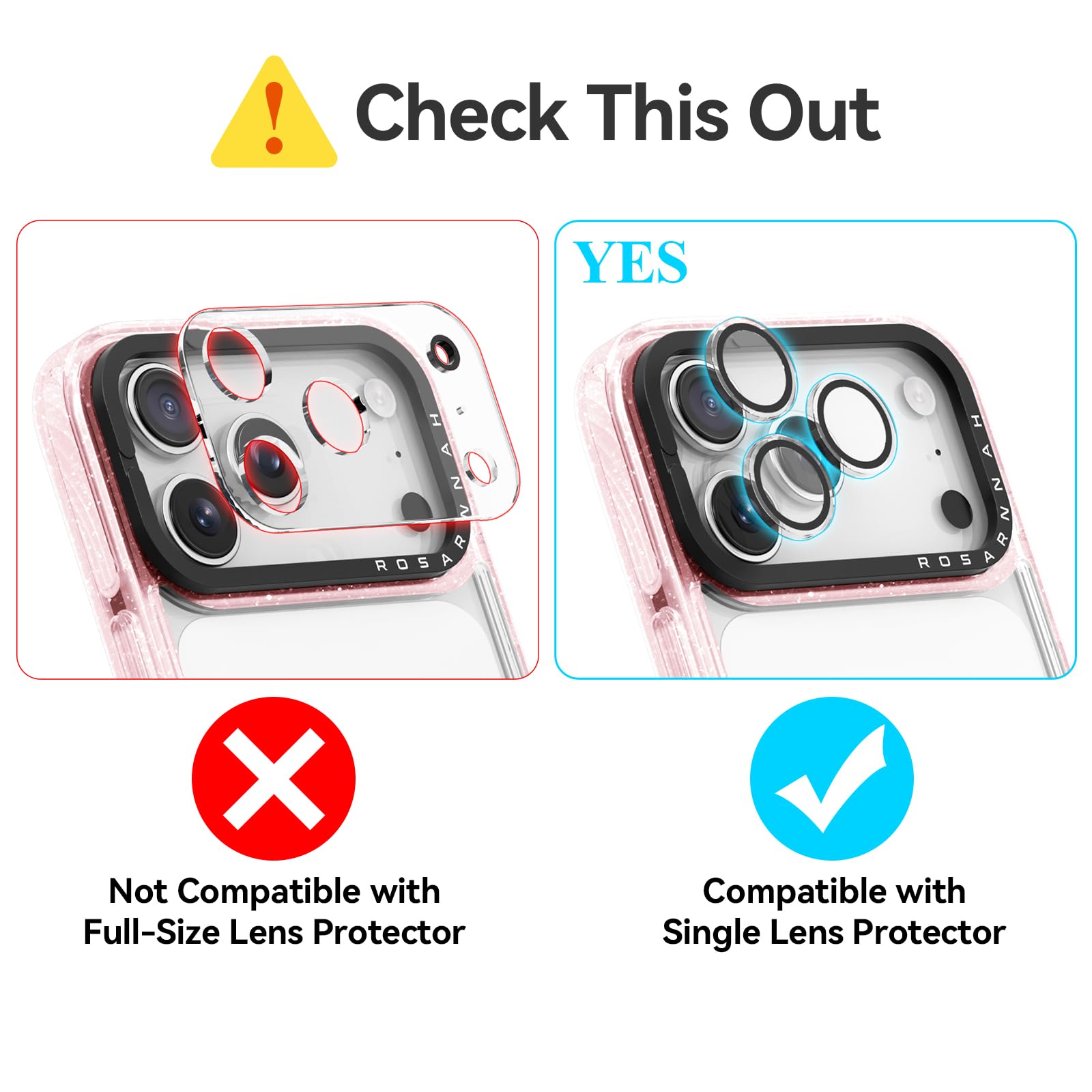 Rosarnnah for iPhone 14 Pro Case Cute - Durable Shockproof 6.6 ft Drop Impact Phone Case - Funny Skeleton Design (6.1") Glitter Pink: iPhone 17 Pro Basic Case Skeleton