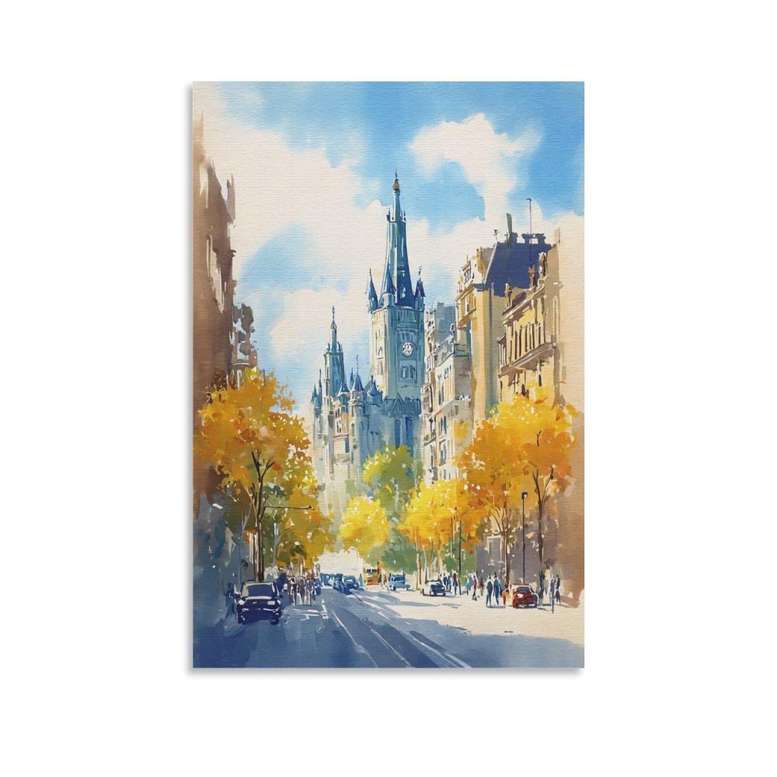 XWYMXZ Montreal Canada 24x36inch(60x90cm) Vintage Travel Poster Watercolor Canvas Art