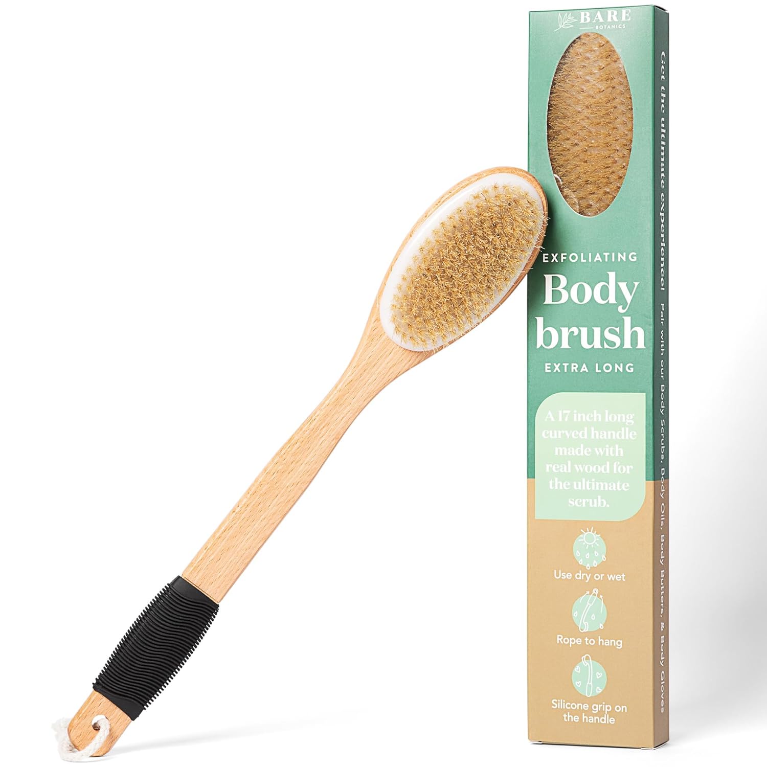 Bare Botanics Long Handle Back Brush + Coconut Coffee Body Salt Scrub