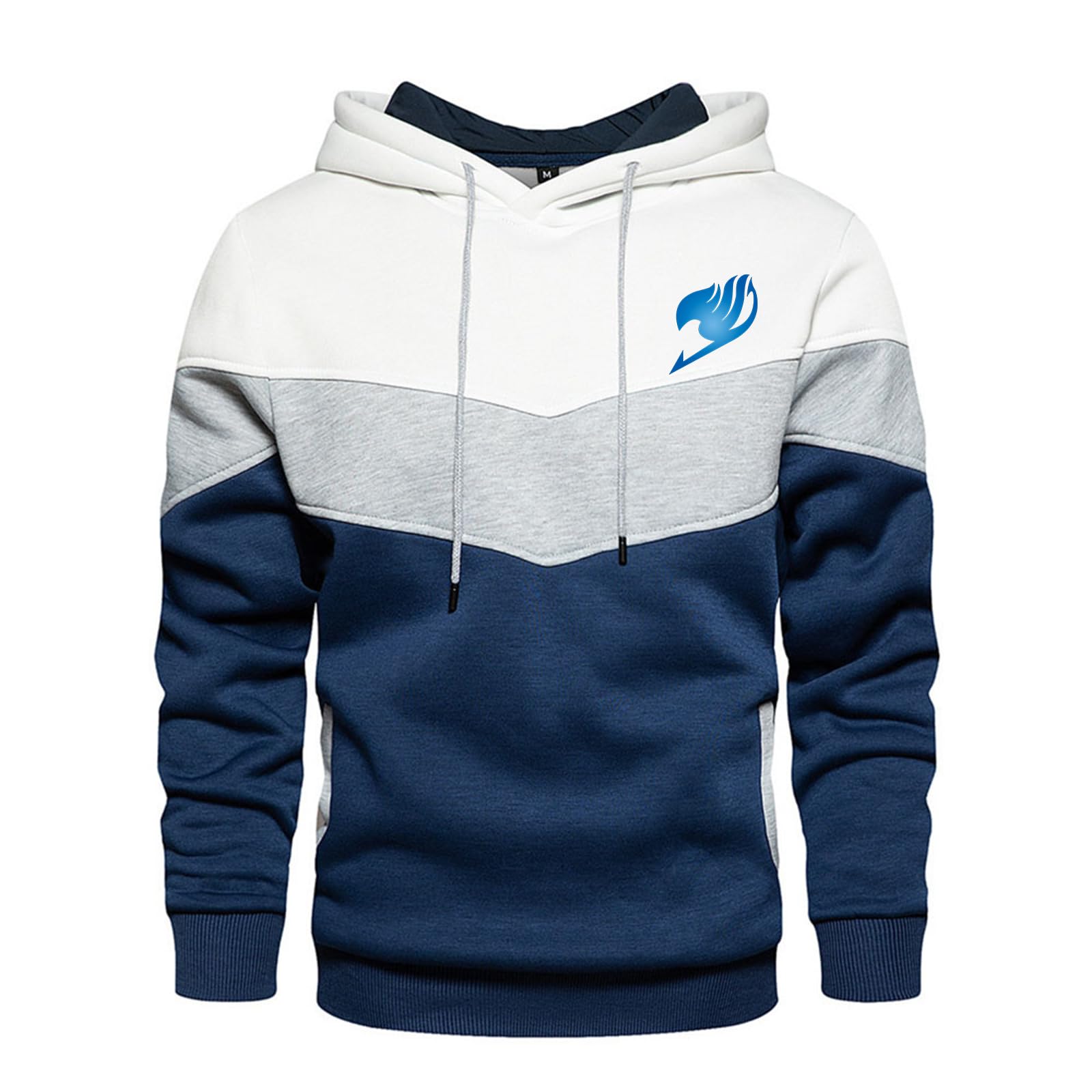 SIDHU Men's Hoodie for FAIRY TAIL Packable Patchwork hoodies Pullover Streetwear Casual Hooded Sweatshirt for Men,White-XL
