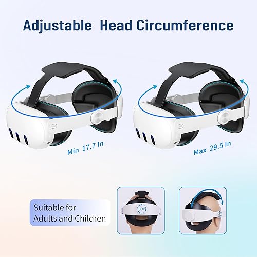 Vista 6 de OUXIO Comfort Head Strap for Meta Quest 3, Adjustable Elite Head Strap Replacement for Oculus Quest 3, Pressure Free VR Headset Headstrap Accessories