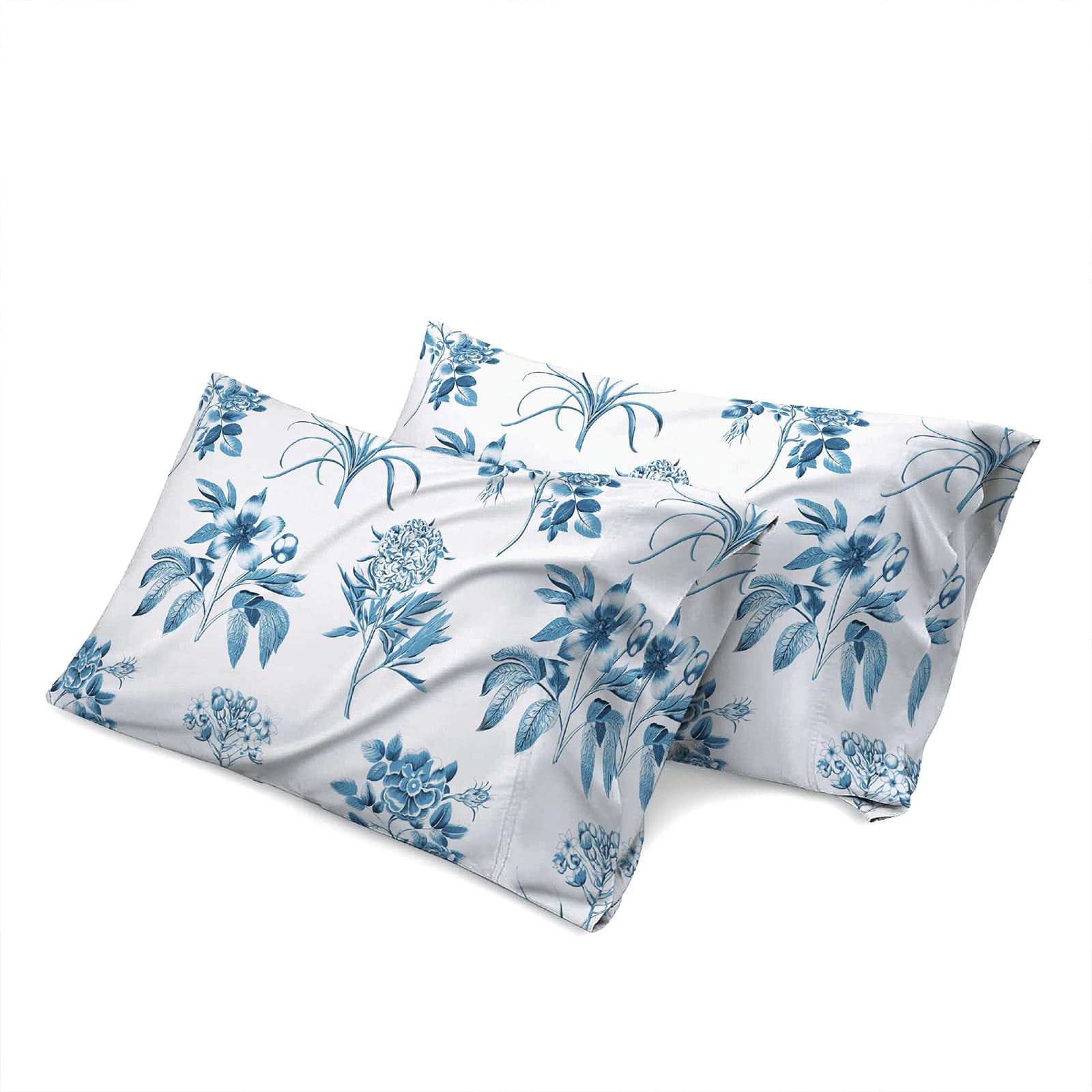 Shadow Sleep Pillow Case 100% Egyptian Cotton 400 Thread Count Luxury Floral Printed Flower Design Pair of Pillowcases Breathable Soft Machine Washable Bed Pillow
