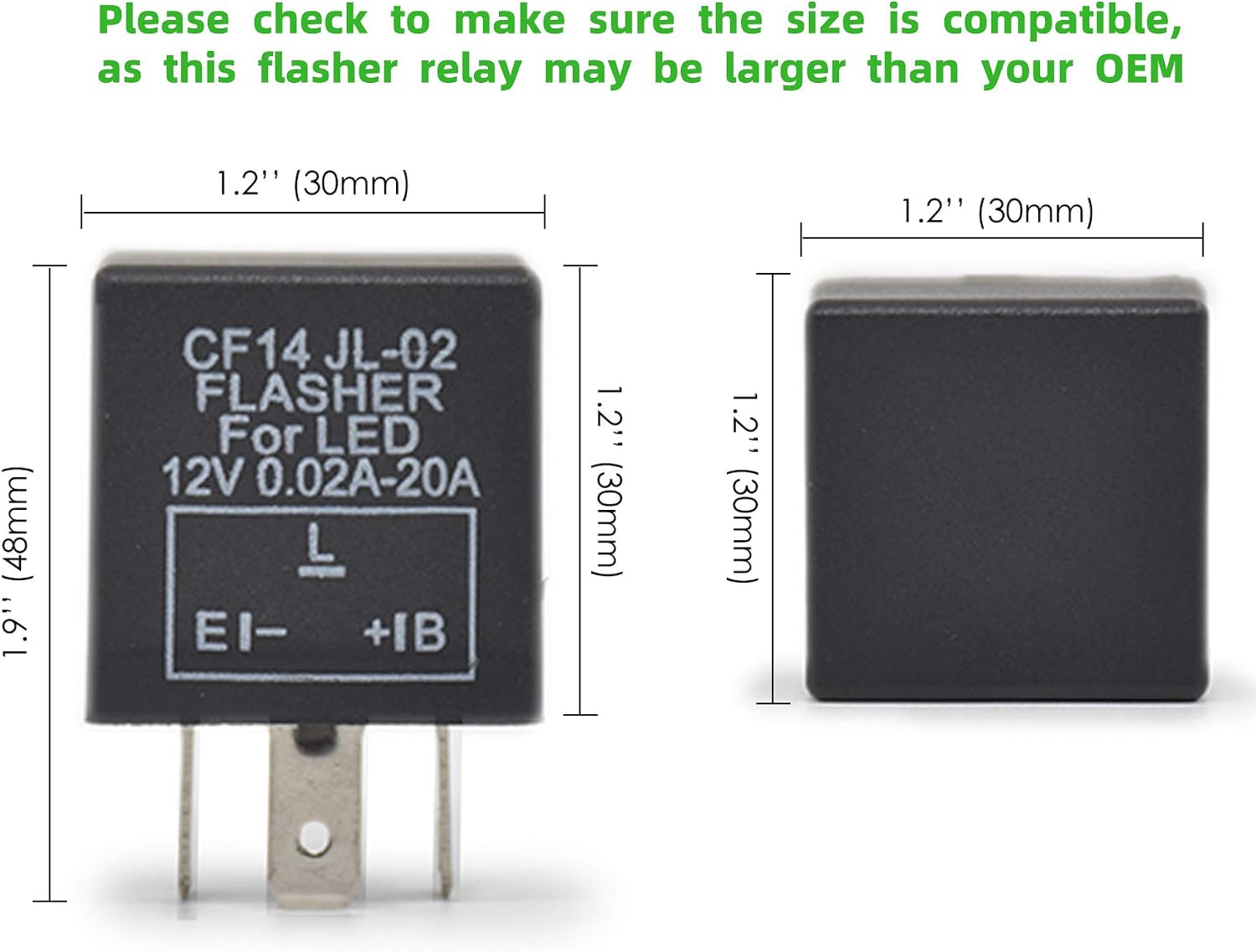DKMOTORK 0031 CF14 Led Flasher Relay 3 Pin Electronic Turn Signal Flashers for Led Lights Hyper Blink Flash No Flash Problem 1PCS