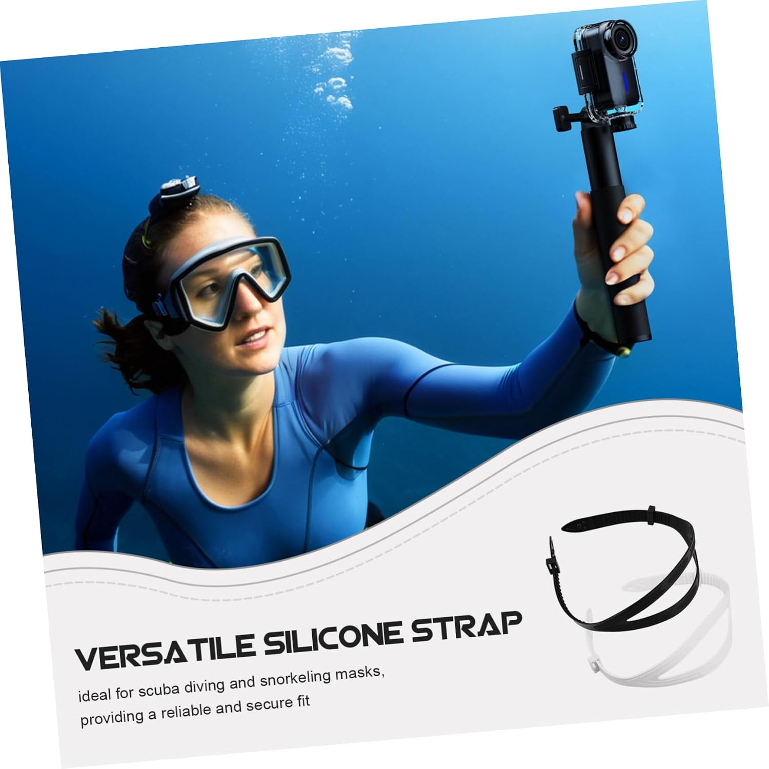 2pcs Silicone Diving Mask Strap Connector Soft Split Strap Design for Secure Fit Sports Eyewear Retainer for Swimming and Snorkeling Comfortable Pure Silicone