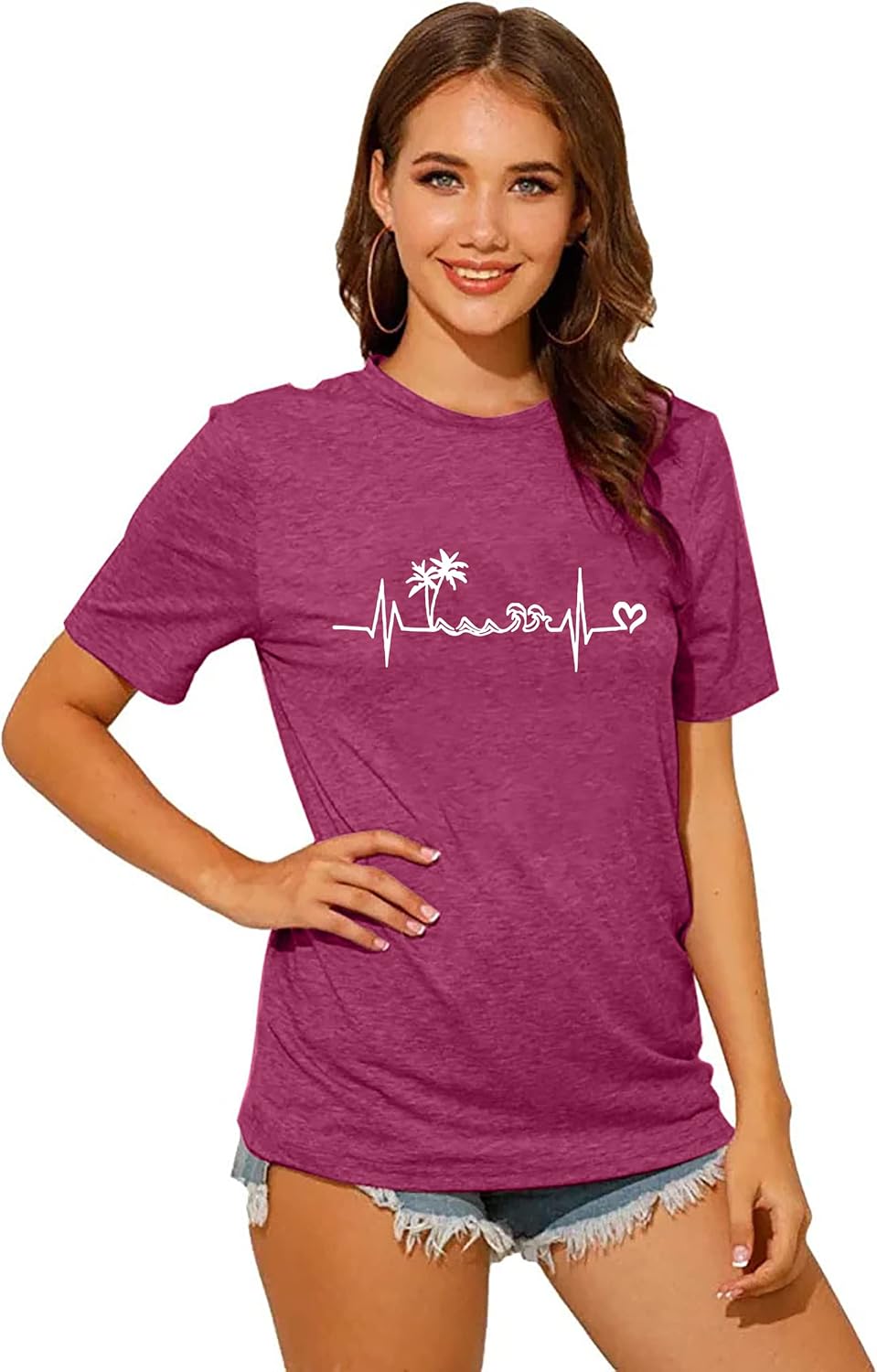 Sun Salt Sand Beach Tshirt for Women Summer Coconut Tree Graphic Casual Short Sleeve Loose Fit Tee Blouses - Image 2