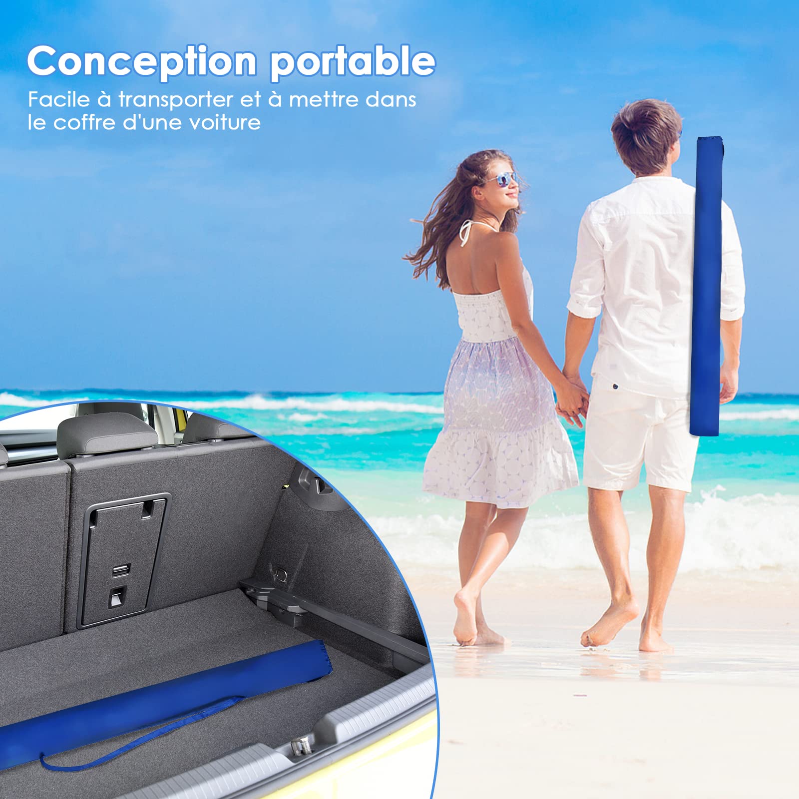 RELAX4LIFE Parasol de Plage Inclinable Ø245 cm (Multicolore)