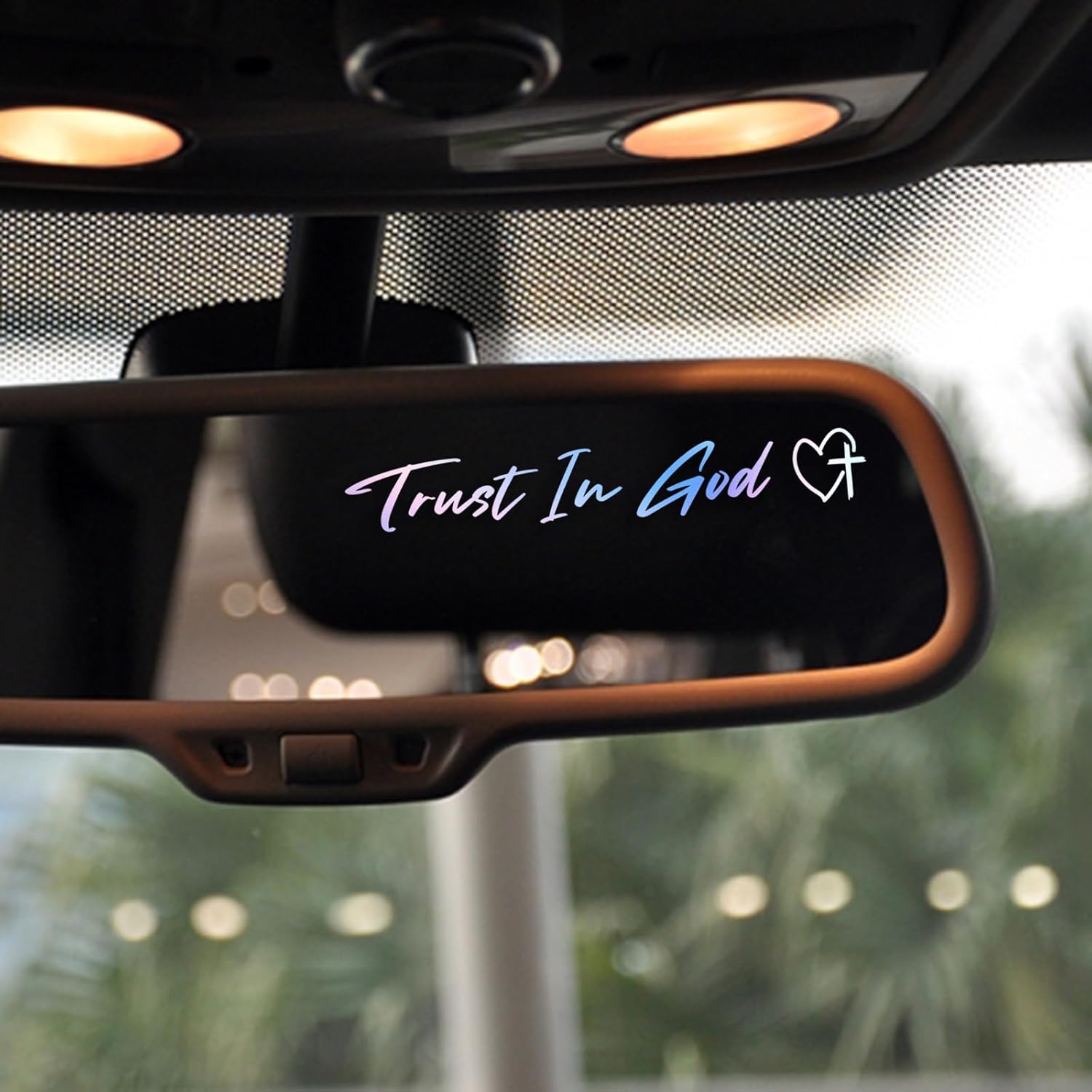 3 x Trust In God Cross Holographic Car Mirror Decal Stickers for Cars Rearview Mirror Decal for Women Cute Decals Vinyl Affirmation Stickers for Window, Mirror, Tumbler, and Water Bottle - Image 3