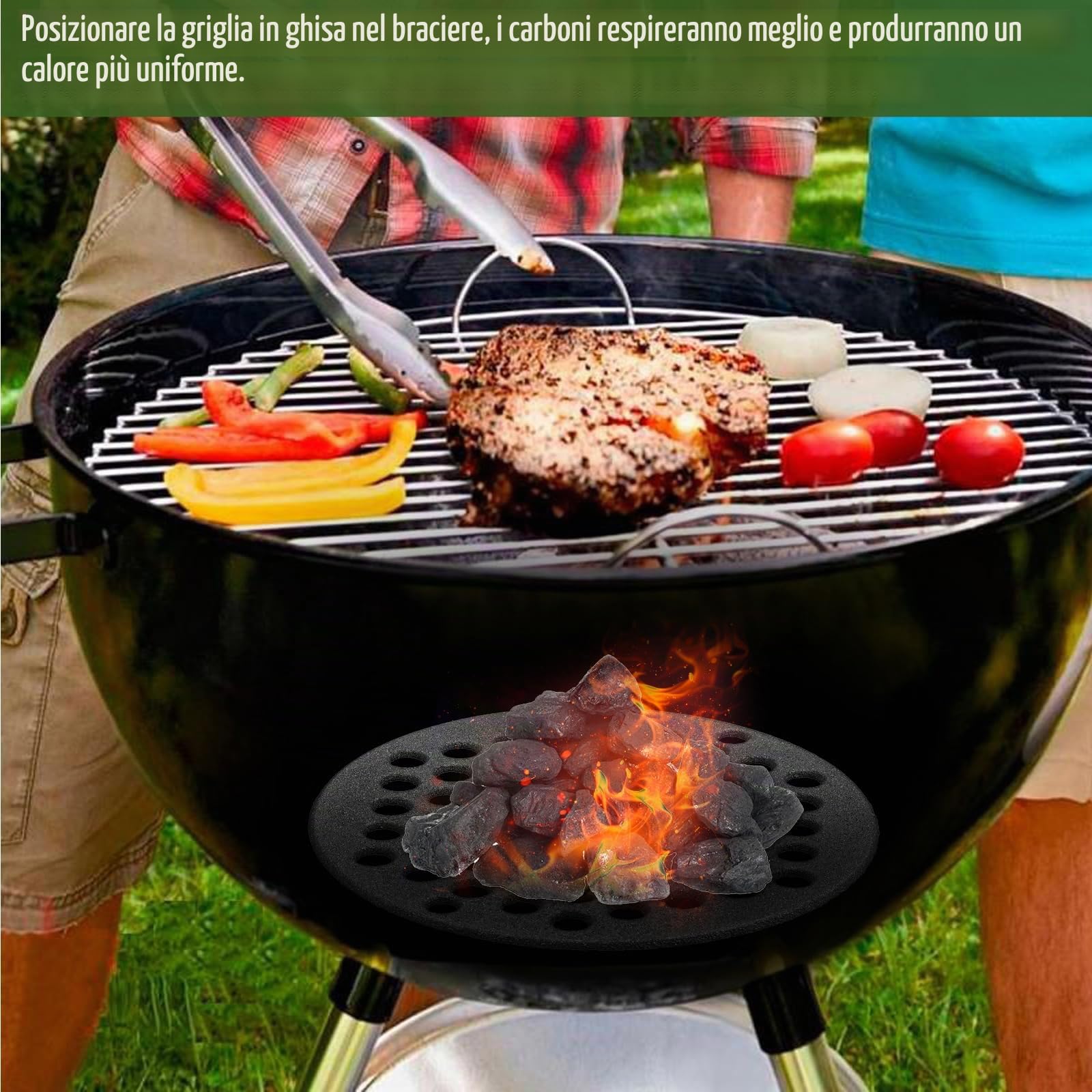 SUMTree Griglia Rotonda in Ghisa per Barbecue, Forno, Camino, Griglie con Foro Tondo, Nero, Robusta, Griglia per Cenere, Griglia per Carbone per Barbecue, Griglia per Fuoco, Diametro 19 cm, Facile da