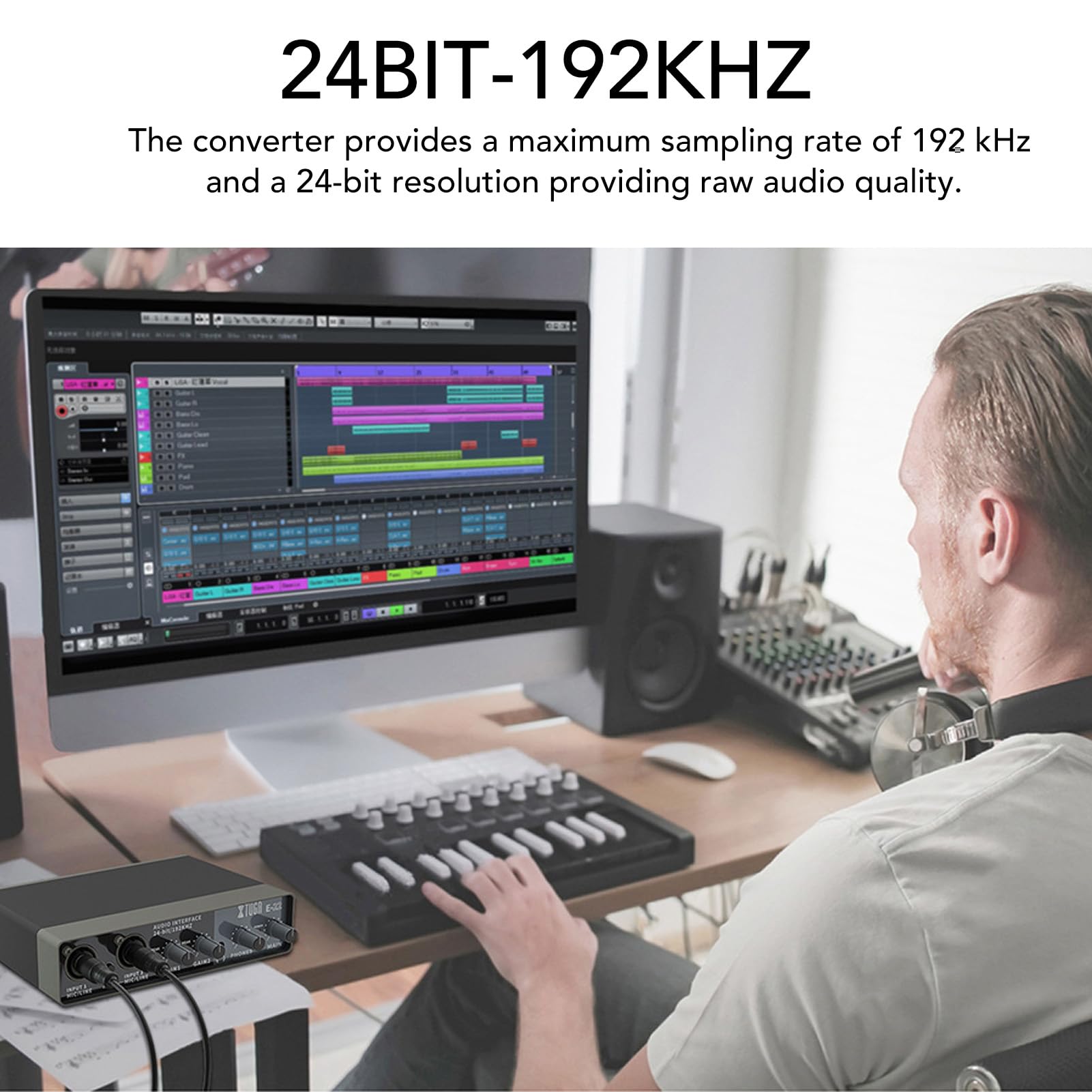 Amazon.com: Live Sound Card Audio Mixer, 24BIT 192KHZ 3-60dB DSP