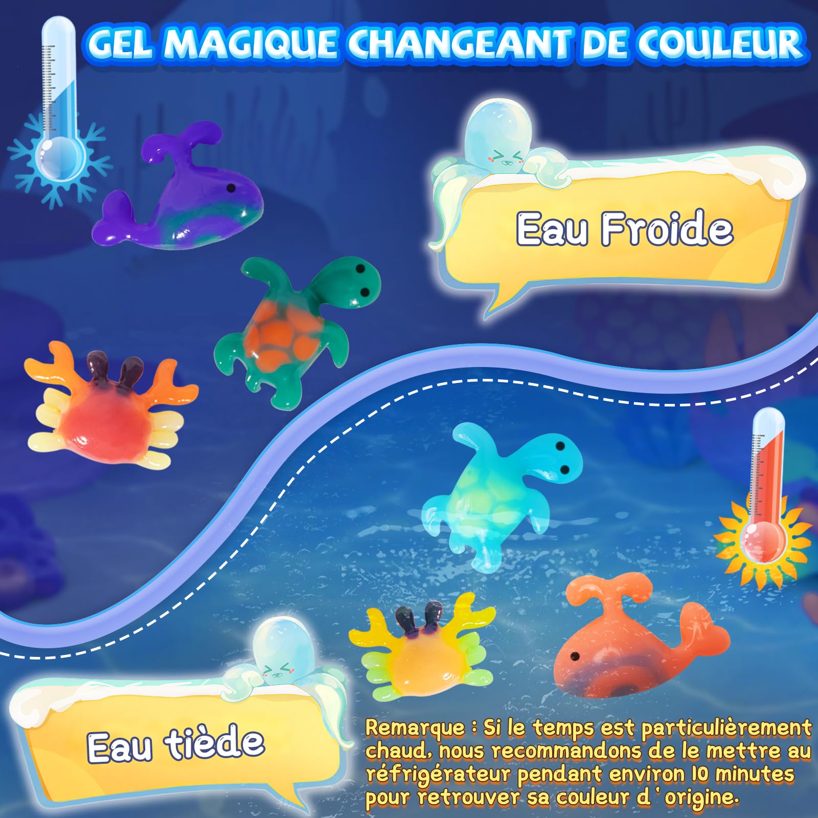 Thedttoy Elfe Magique de l'eau Changeant de Couleur,Magic Water Elf,22 PCS Aqua Gelz Kit,Aqua Sprite pour Enfants,12 Figures d'animaux Marins,Cadeau Créatif et Manuel pour Fille de 3 Ans et Plus