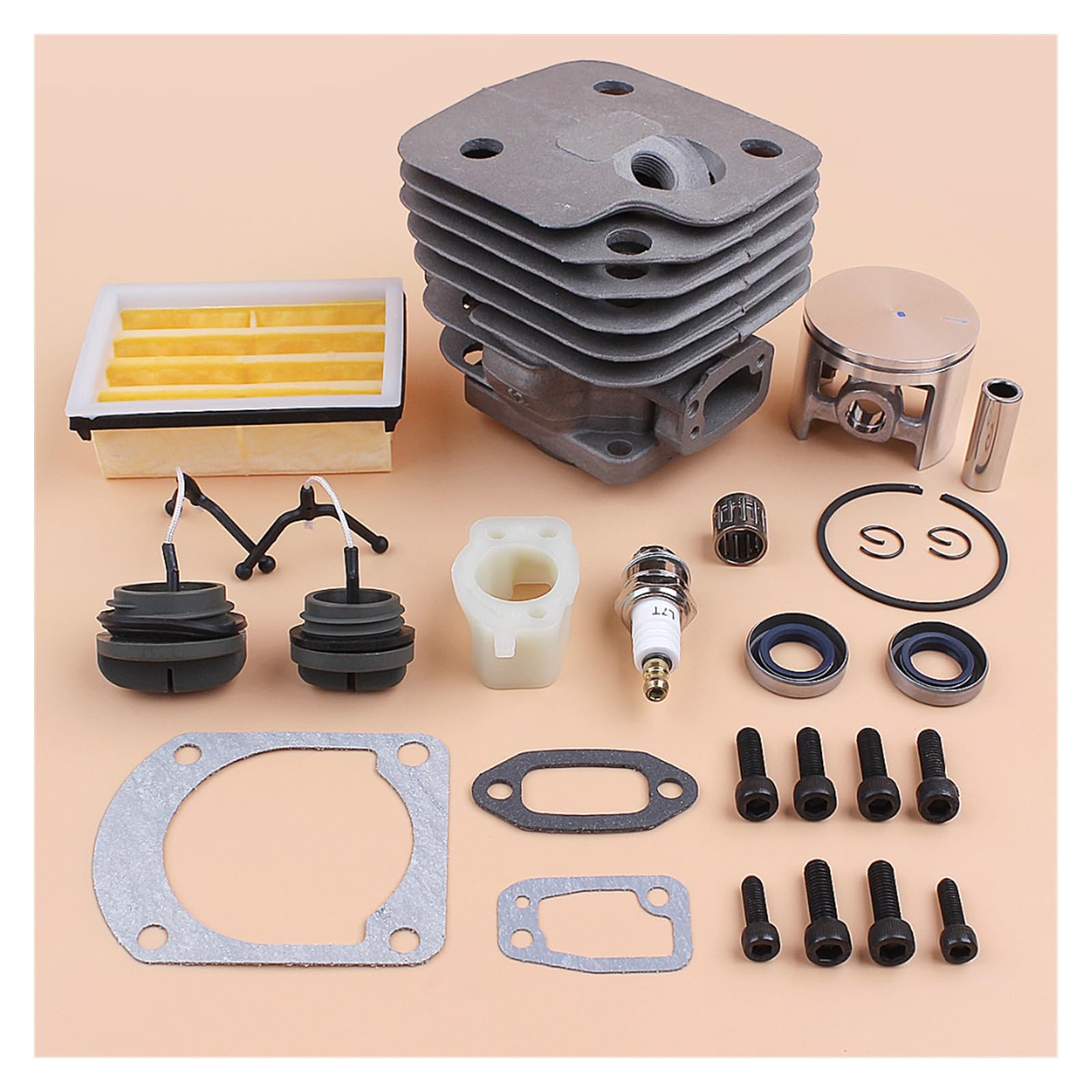 Kit de tapas de filtro de aire de tornillos de escape de pistón de cilindro de 52mm for reemplazo de motosierra de gasolina H 268 272 XP 272XP