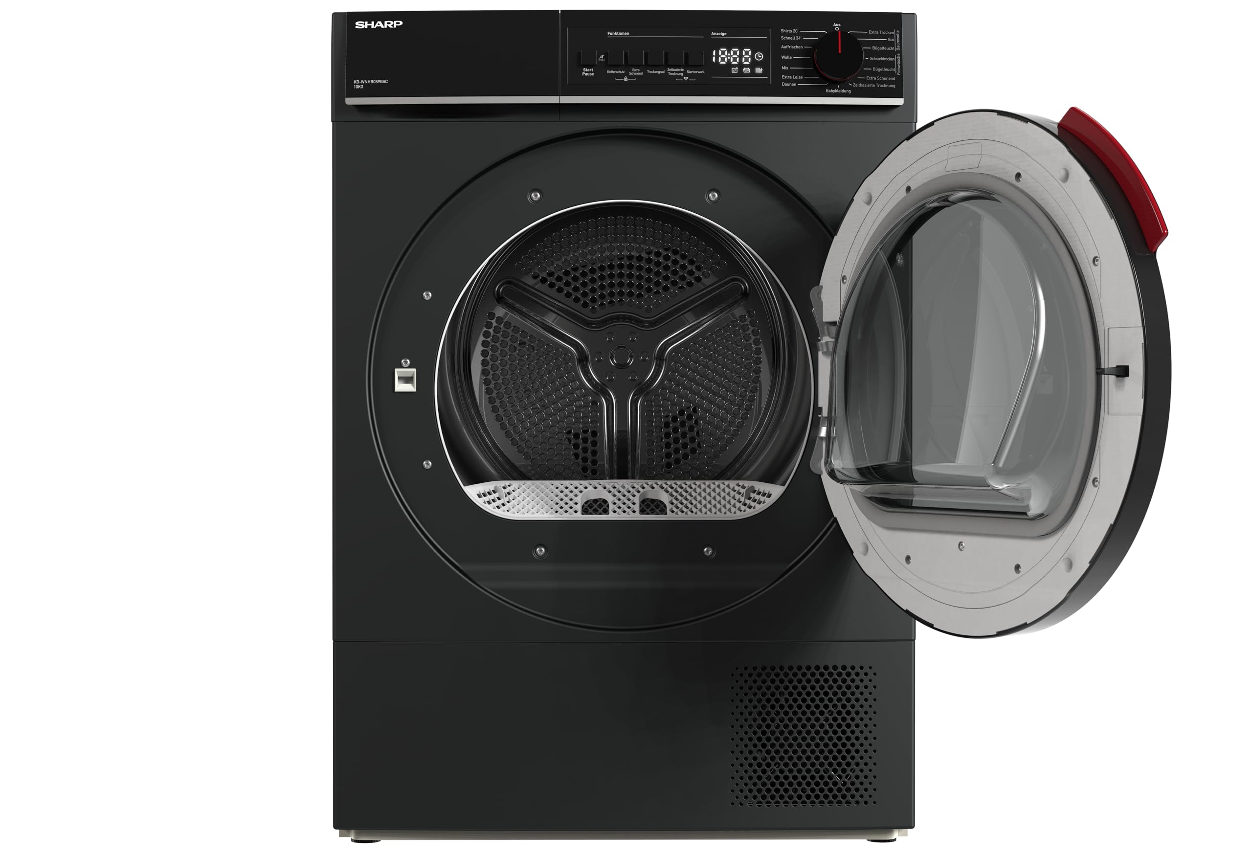 SHARP KD-WNHB0S9GAC-DE Wärmepumpentrockner (10 kg, EEK C), (15 Trockenprogramme, 20 Min. Kurzprogramm, WiFi, Edelstahltrommel mit LED-Beleuchtung), Espresso Gray