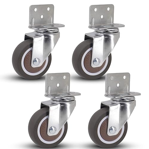 Rueda giratoria de placa en forma de L de 2 pulgadas, placa de instalación lateral con clip en L para lugares estrechos de 1.969 in, rodamiento de