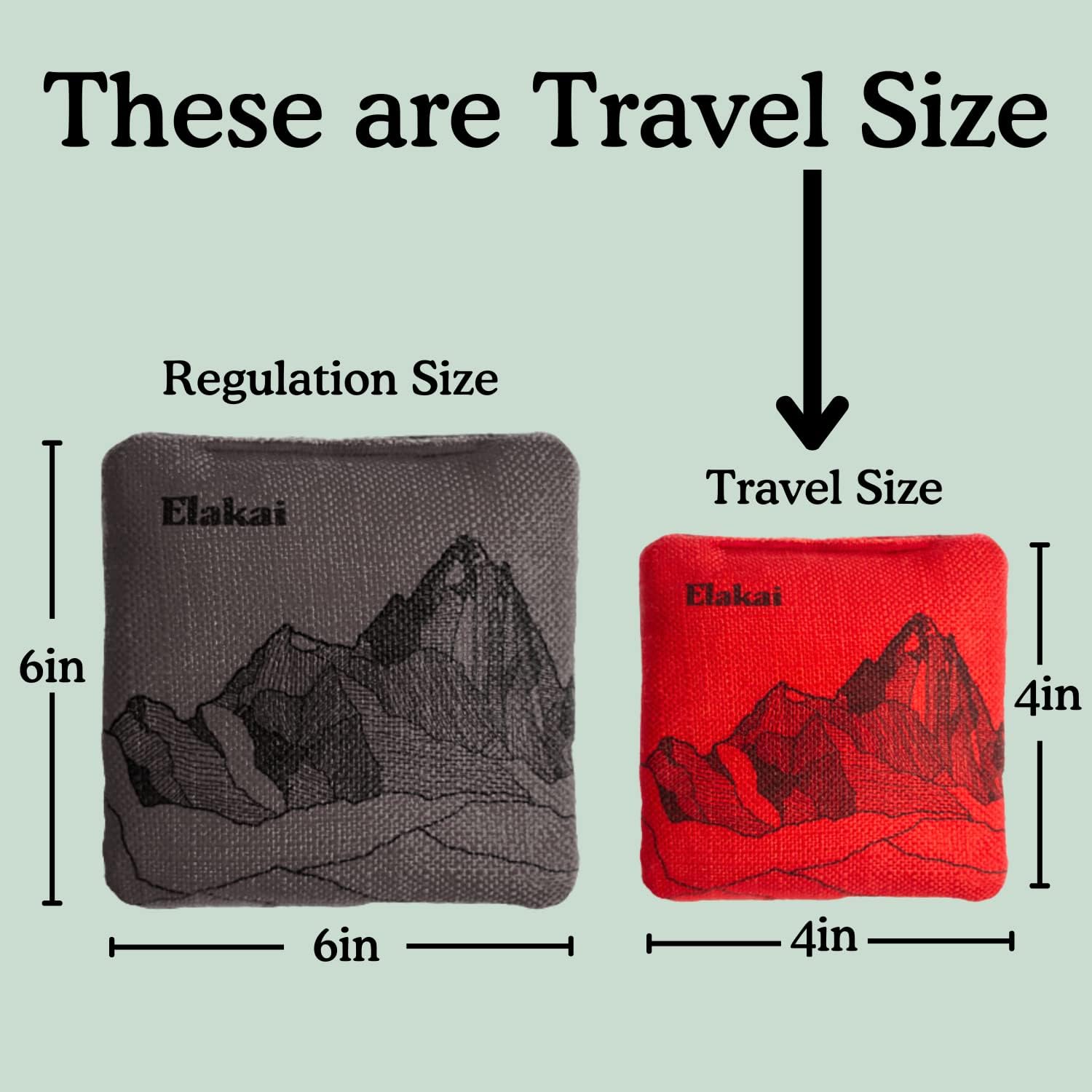 Elakai Cornhole Bags All Weather Dual Sided Slick and Stick Travel Size and Weight Set of 4 Travel Size 4 in x 4 in