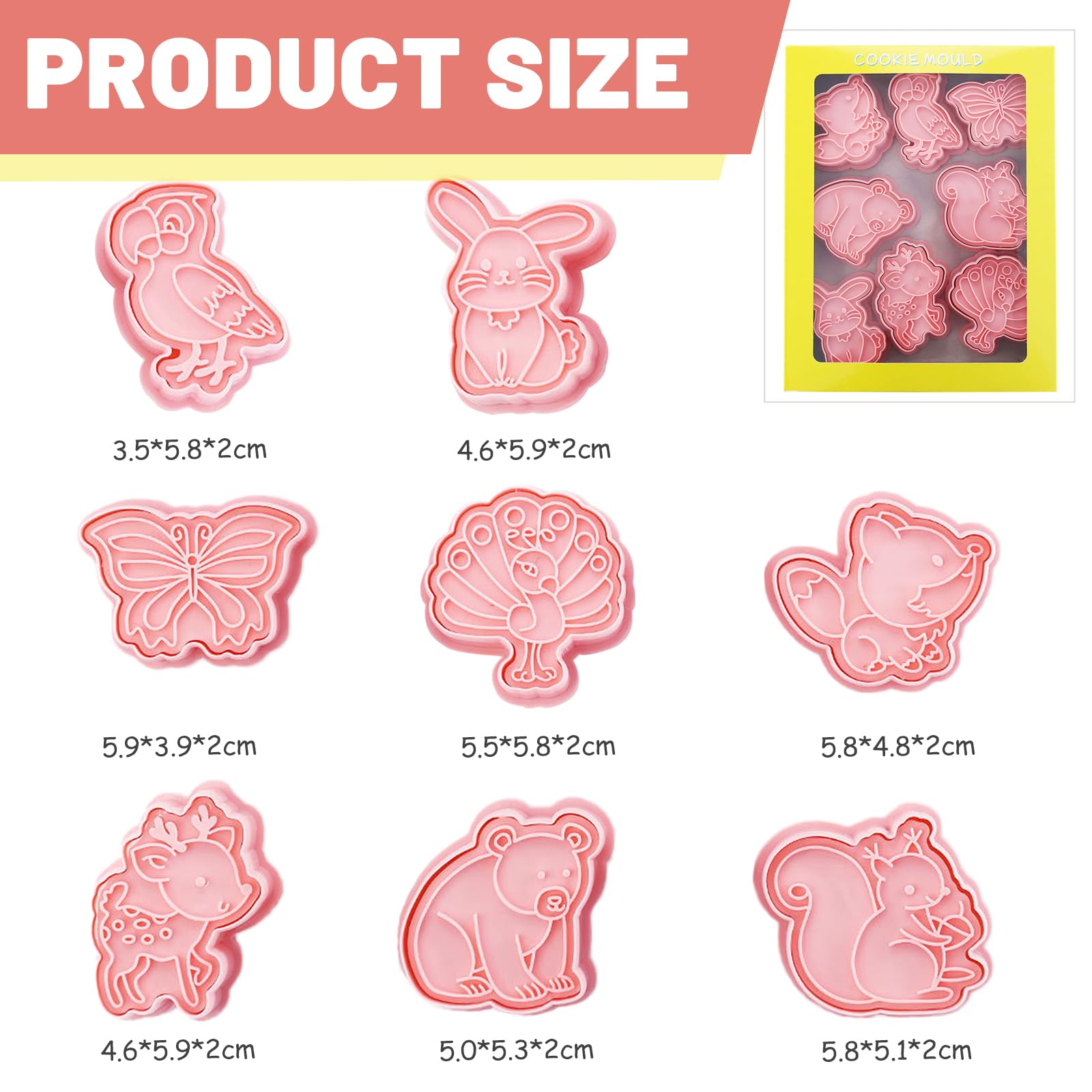 Honicemar 8 Pcs Animals Cookie Cutters Biscuit Cutters for Baking 3D Cookie Cutters Shapes Forest Animal Mould for DIY Chocolate Cookie Fondant Pastry Decoration - Image 2