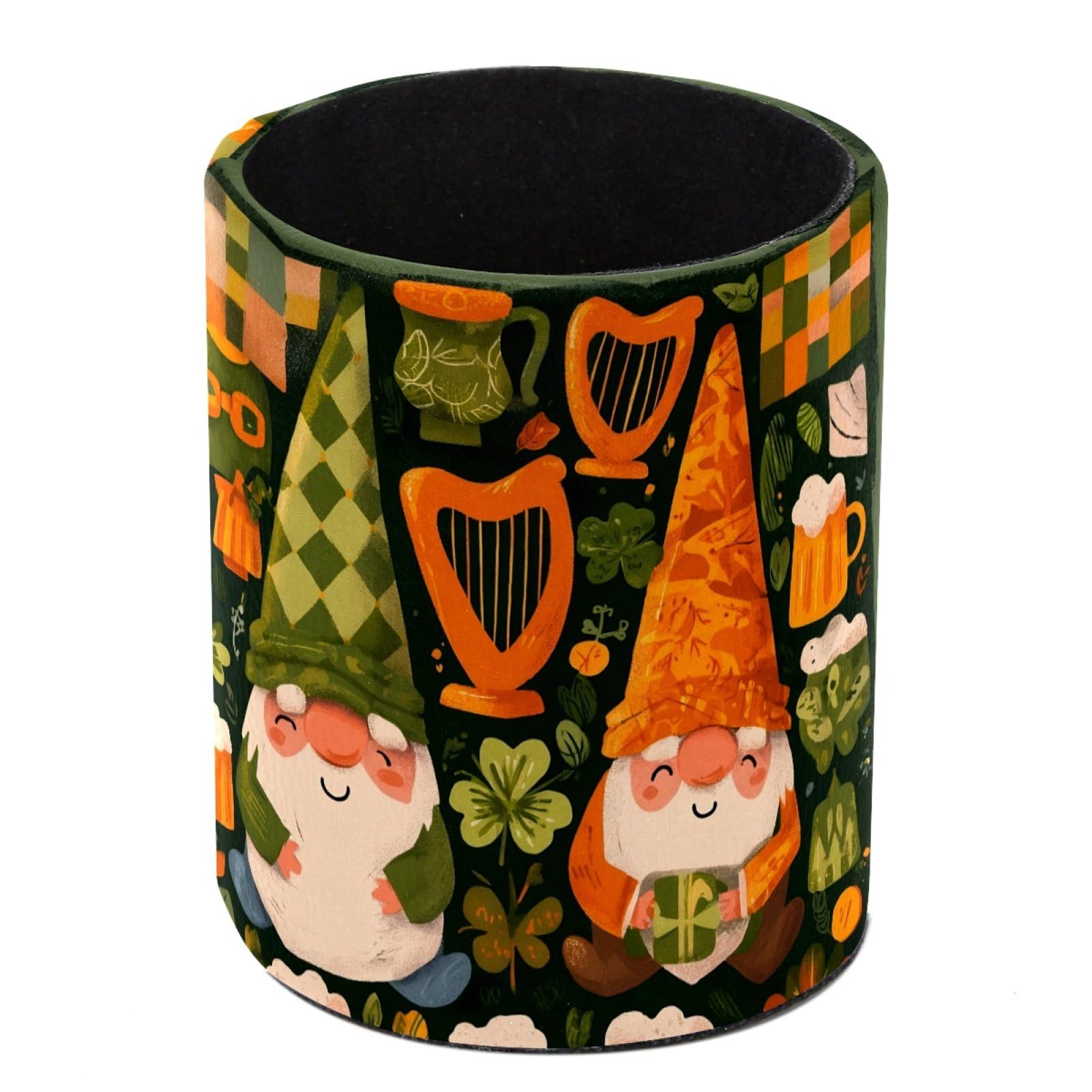 FWJZDSP St. Patrick's Day Gnomes Pencil Cup Pen Organizer Makeup Brush Holder for Office Home Countertop Desk Accessory Storage