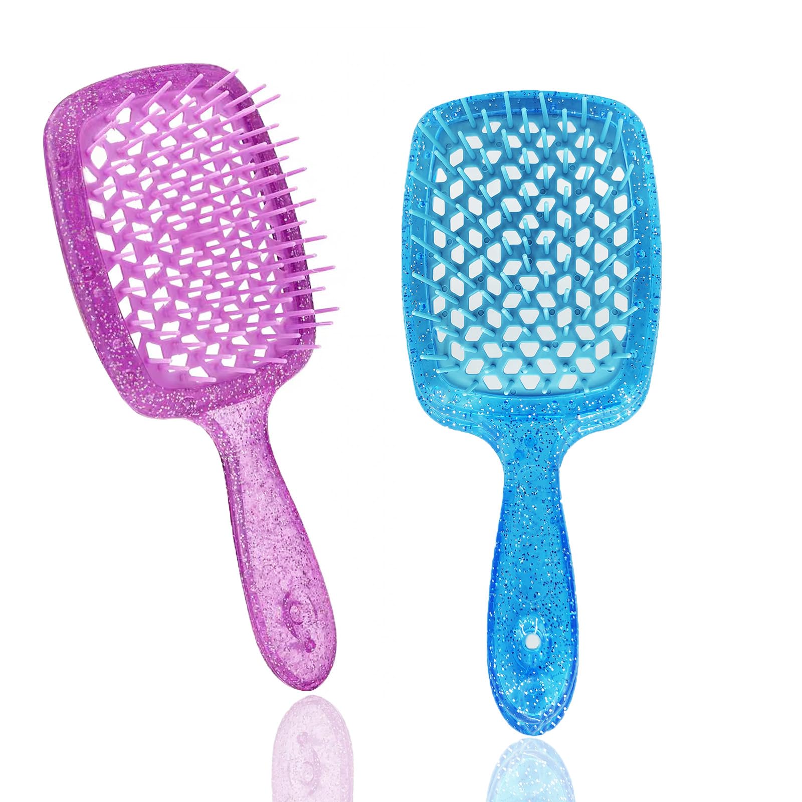 2pcs Hair Brush for All Wet Hair or Dry Hair, Travel Brush Anti-Static Flash Vent Combs, Lightweight Handle Reduceing Scalp Itching Brushes (2, Purple