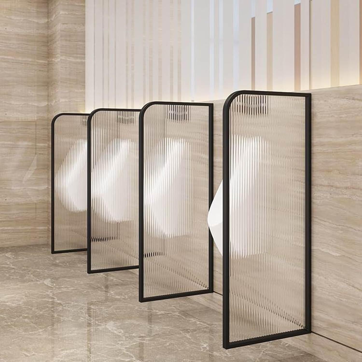 BKSXSOP Wall Mounted Urinal Partit Stainless Steel Divider for Public Bathrooms Hotels and Restrooms 5 Pack (Black)