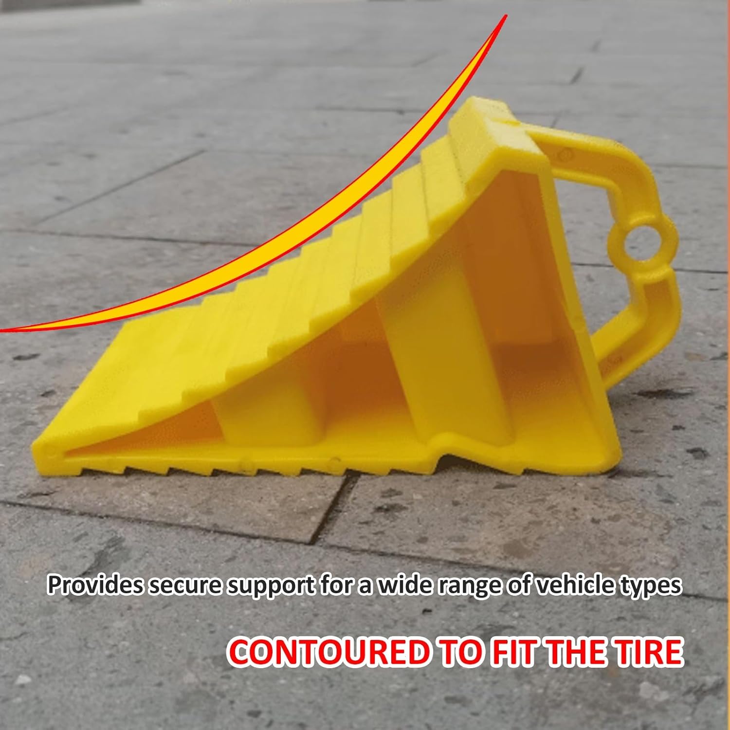 Small Wheel Chocks, Eye-catching Yellow PE Camper Tire Chocks for Trailer, Non-Slip Base + Carrying Handle with Loop