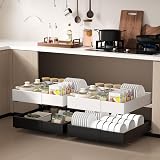 Furnestorica Lot de 2 Tiroir Extensible avec Rail Coulissant, Module de Rangement Ajustable 32 à 53 cm, Solution d'Organisation pour Espace Culinaire - Blanc - 6