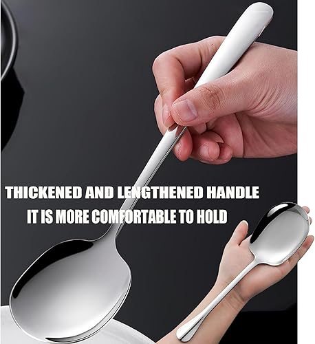 Vista 5 de Cuchara grande de acero inoxidable para servir banquete, cena y banquete, 2 piezas de 10 pulgadas