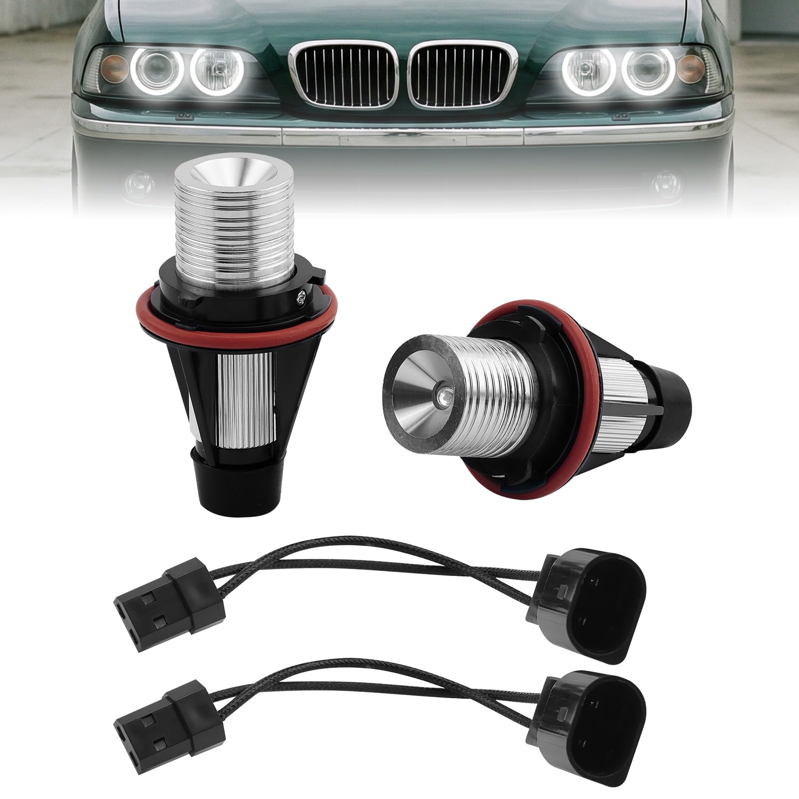 Baceyong 2 lampadine LED Angel Eye, impermeabili, per luci di posizione Angel Eyes, compatibile con BMW E87 E39 E60 E61 E63 E65 E83, 6312694048, 63126916097, 63126929309 (bianco)