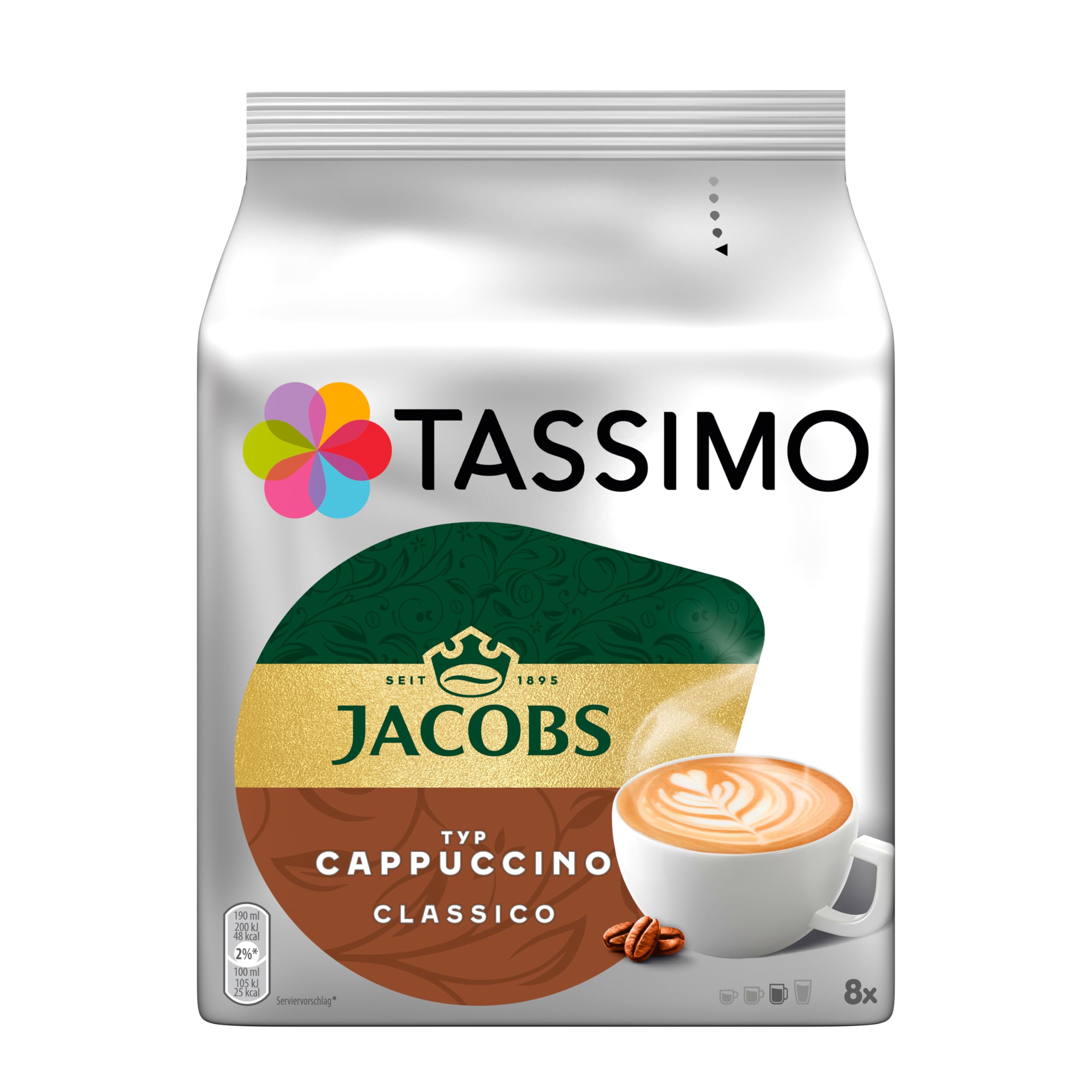 Tassimo Kapseln Jacobs Cappuccino Classico, Mittlere Röstung, 5 x 8 Pads, 40 Kaffeekapseln