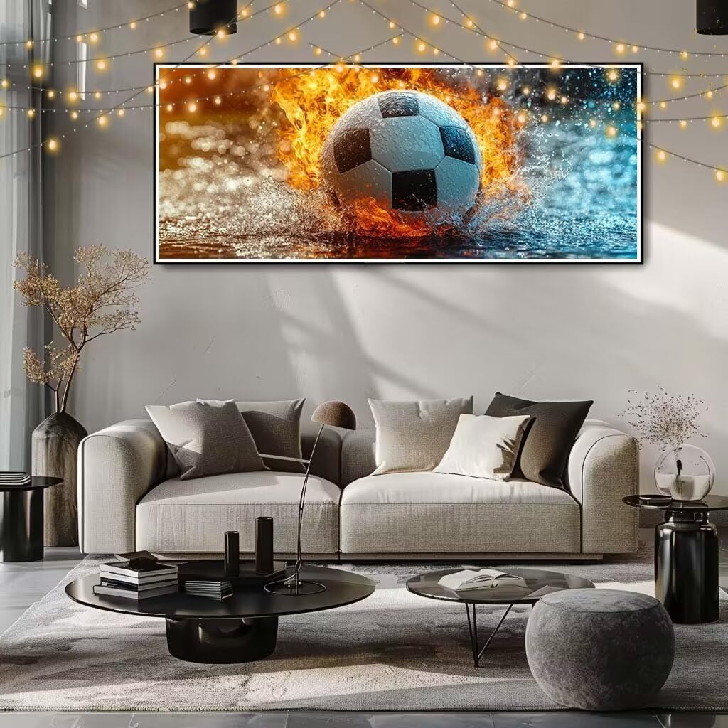 5D DIY zestaw do malowania diamentami, krajobraz, piłka nożna malowanie diamentowe dla dorosłych duże 50 x 125 cm, DIY mozaika haft ścieg krzyżykowy zestaw do malowania diamentami, malowanie