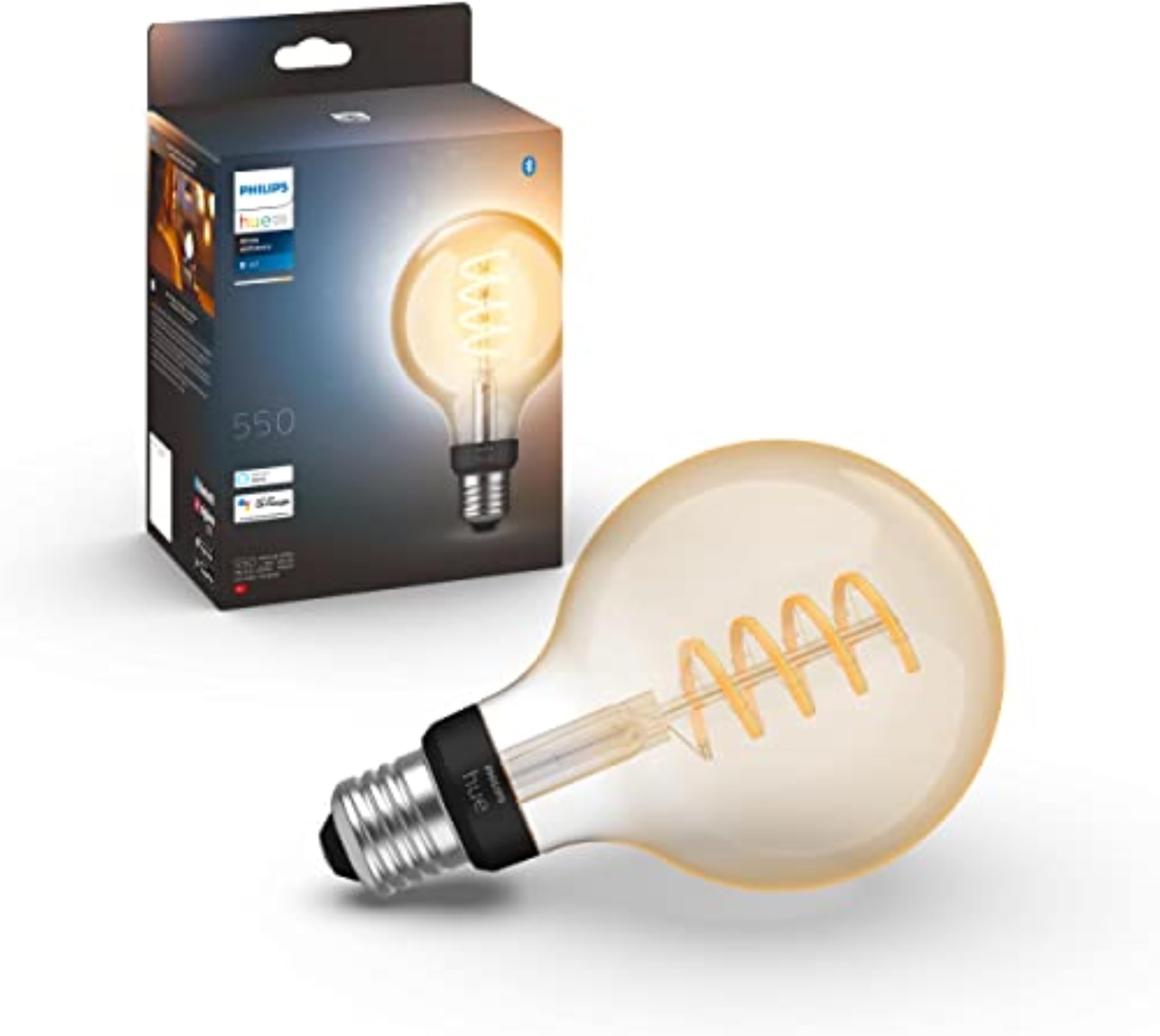 White Ambiance Filament Single Smart LED Globe [E27 Edison Screw] - 550 Lumens. Works with Alexa, Google Assistant and Apple Homekit