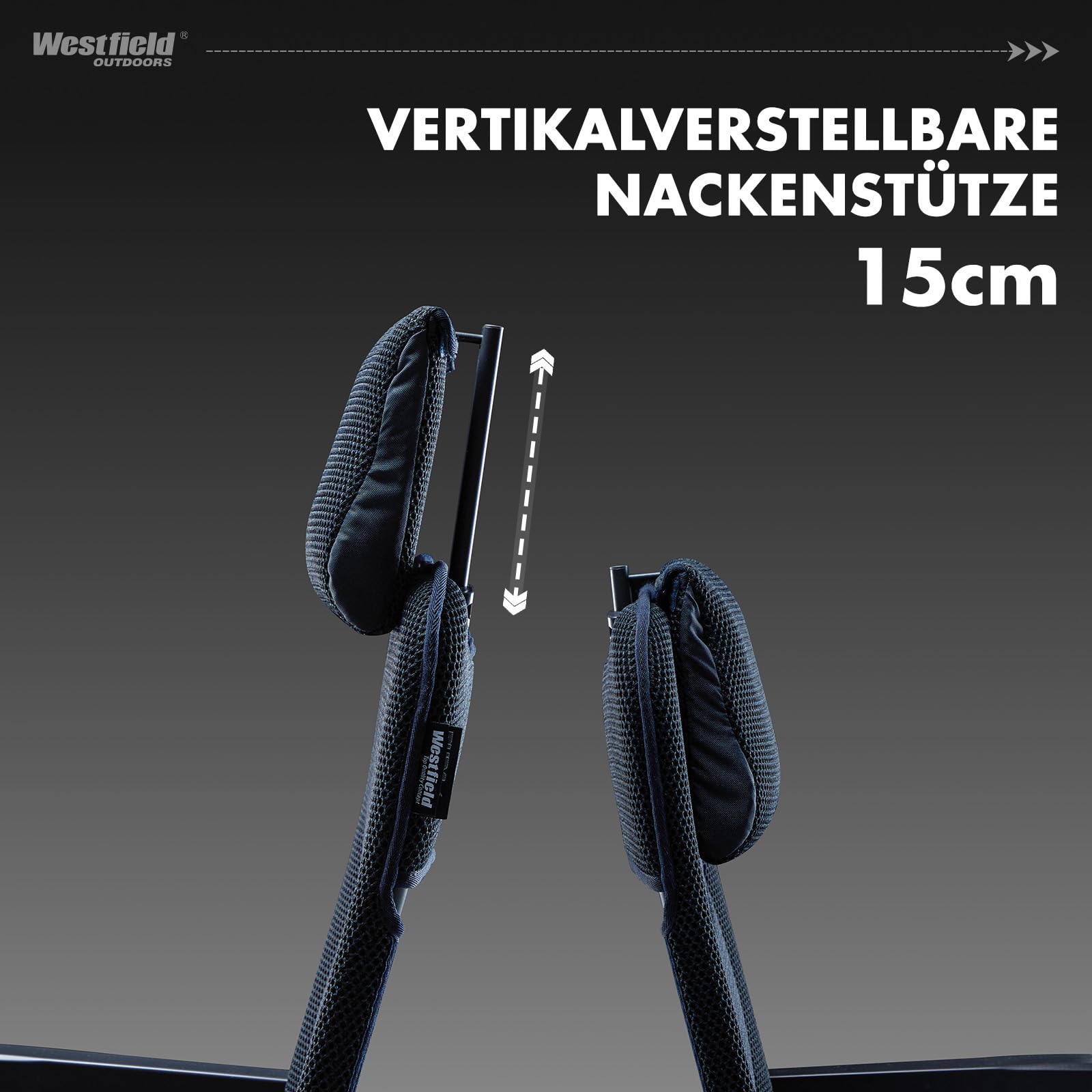 Westfield Outdoors Advancer Ergofit Campingstuhl Faltbar, 5-Fach Verstellbar, Klappstuhl Hohe Rückenlehne, Atmungsaktiver, Kopfteil, für Garten, Wohnwagen, Camping, 160 kg Belastbar, Nachtblau