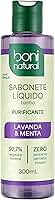 BONI NATURAL - Sabonete Líquido de Lavanda e Menta, Vegano e Natural, Altamente Hidratante e Perfumado, 300ml