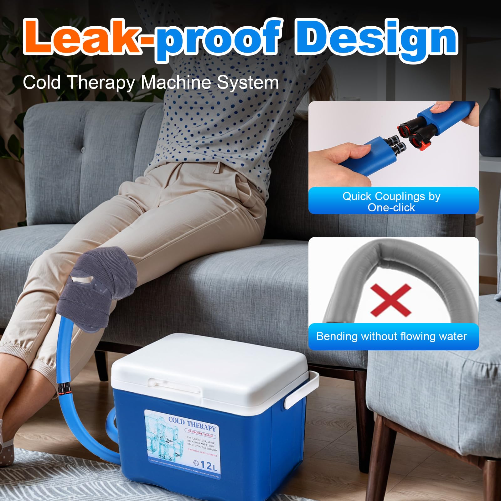 Máquina de terapia de frío, sistema de congelación de crioterapia para reemplazo de rodilla, máquina de hielo con almohadilla universal para rodilla, espalda, pierna y cadera