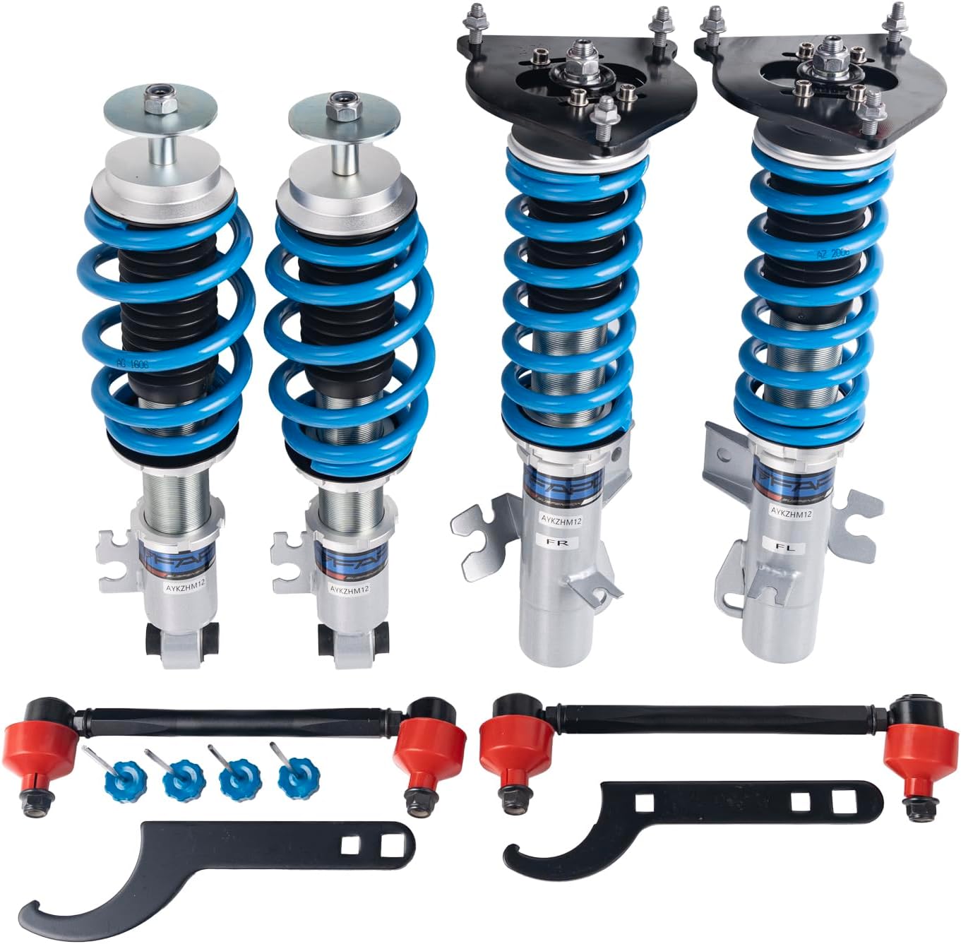 FAPO PS+ Coilovers for Mini Cooper R50 Cooper S R53 2002-2006, for Mini Cabrio Convertible R52 RE16 2004-2008, 16 Level Damping Adjustable Height Mono-Tube Lowering Suspension Kits(Blue)
