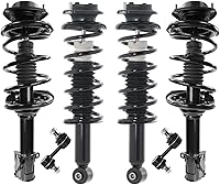 Vista 377 de Detroit Axle - Kit de puntales delanteros para Ford 2000-2004 Focus 2 puntales con muelle helicoidal 2 brazos de control inferiores con rótulas 2001