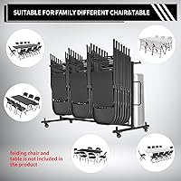 Vista 9 de Carrito plegable para mesa y silla, silla plegable y estante de almacenamiento de mesa con capacidad de 400 libras para 42 sillas plegables, soporte
