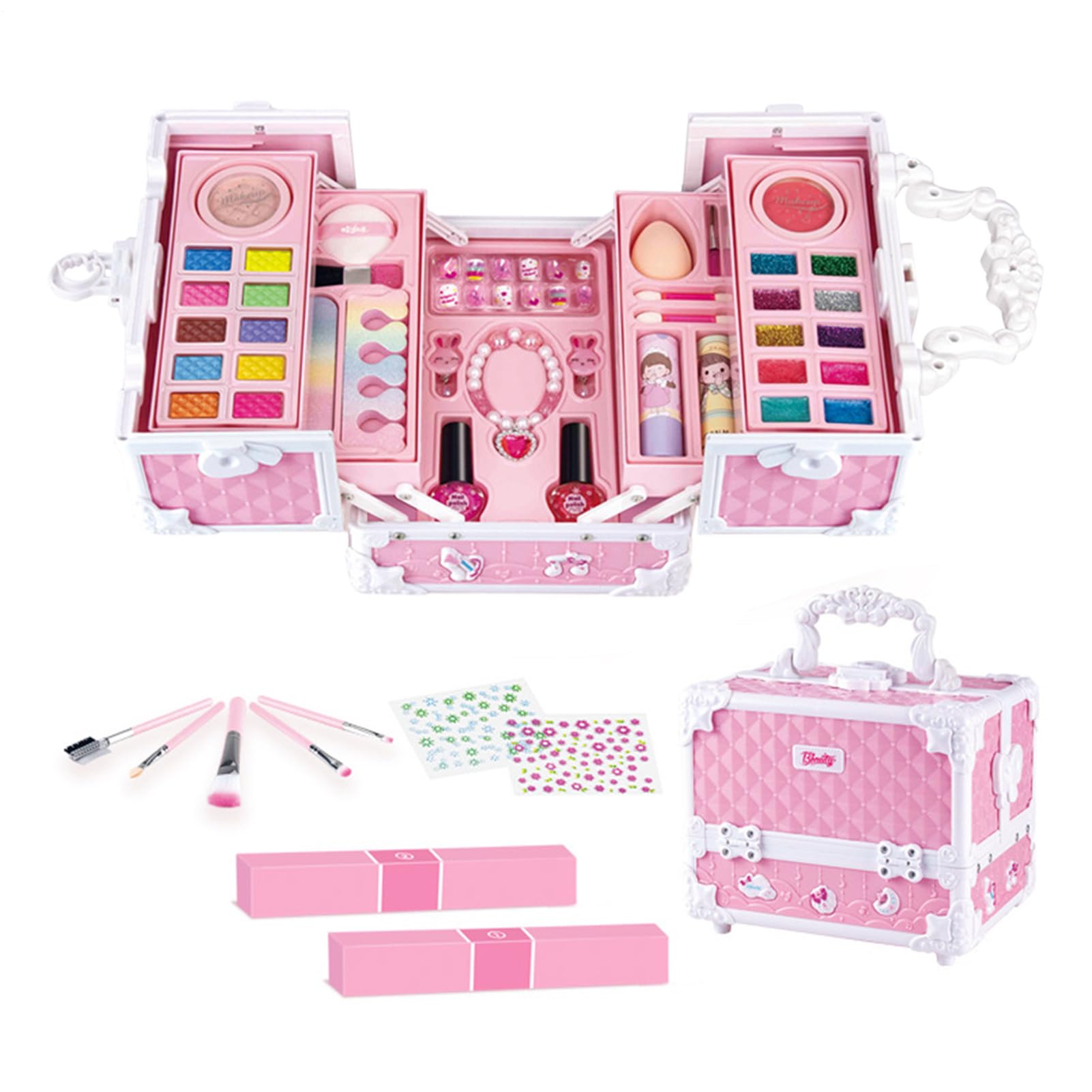 Borsa per cosmetici per ragazze – Trucco delicato e non tossico | di bellezza lavabili con acqua | Ideale per regali e svago, creativo ed educativo, set completo e colorato