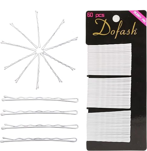 Dofash 5CM/2in Wavy Bobby Pins White Hair pins Metal Hair Grips for Women 60pcs(White)