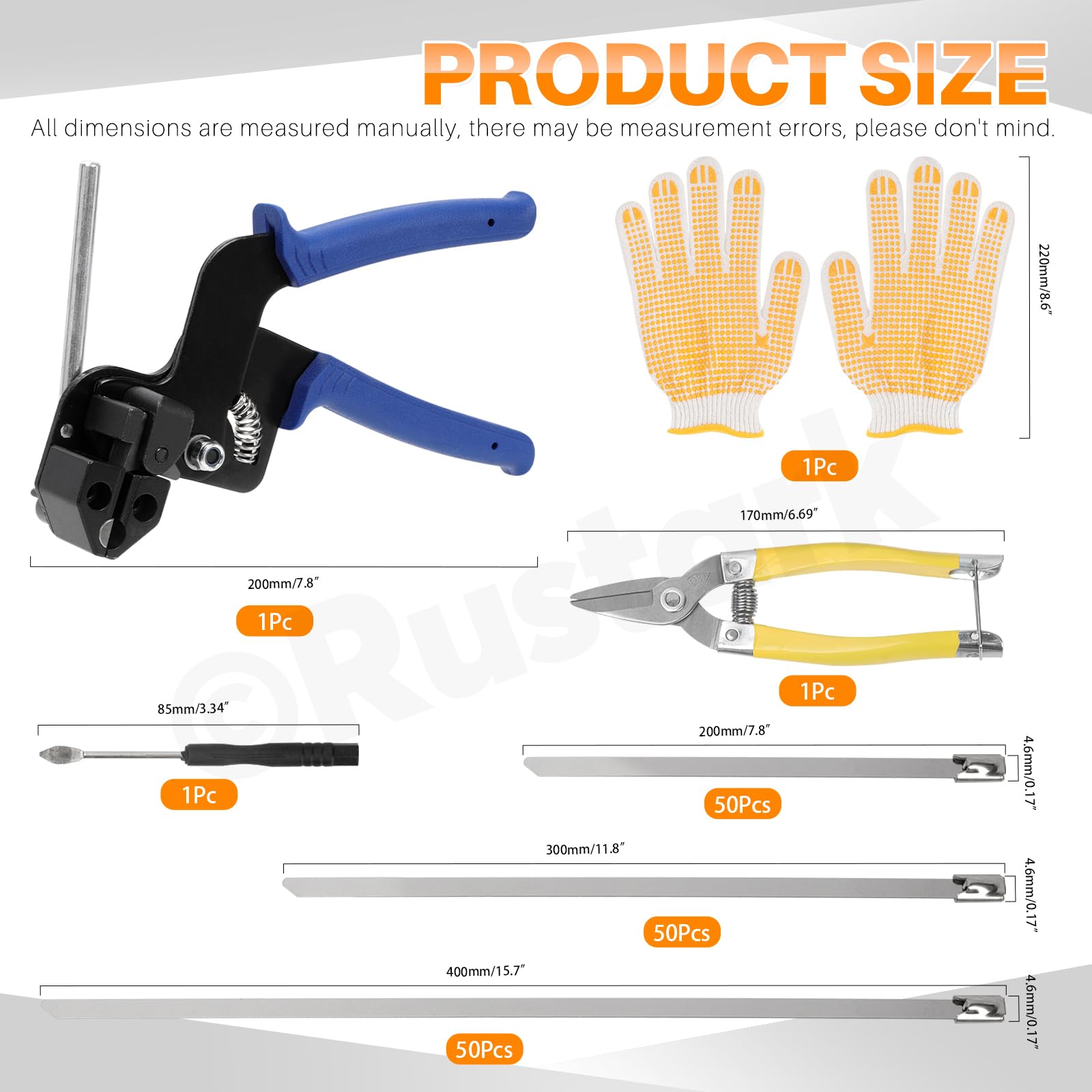 Fascette per cavi in acciaio inox, in metallo, antiruggine, autobloccanti in acciaio inox per avvolgimento di scarico (kit di strumenti per cerniere)