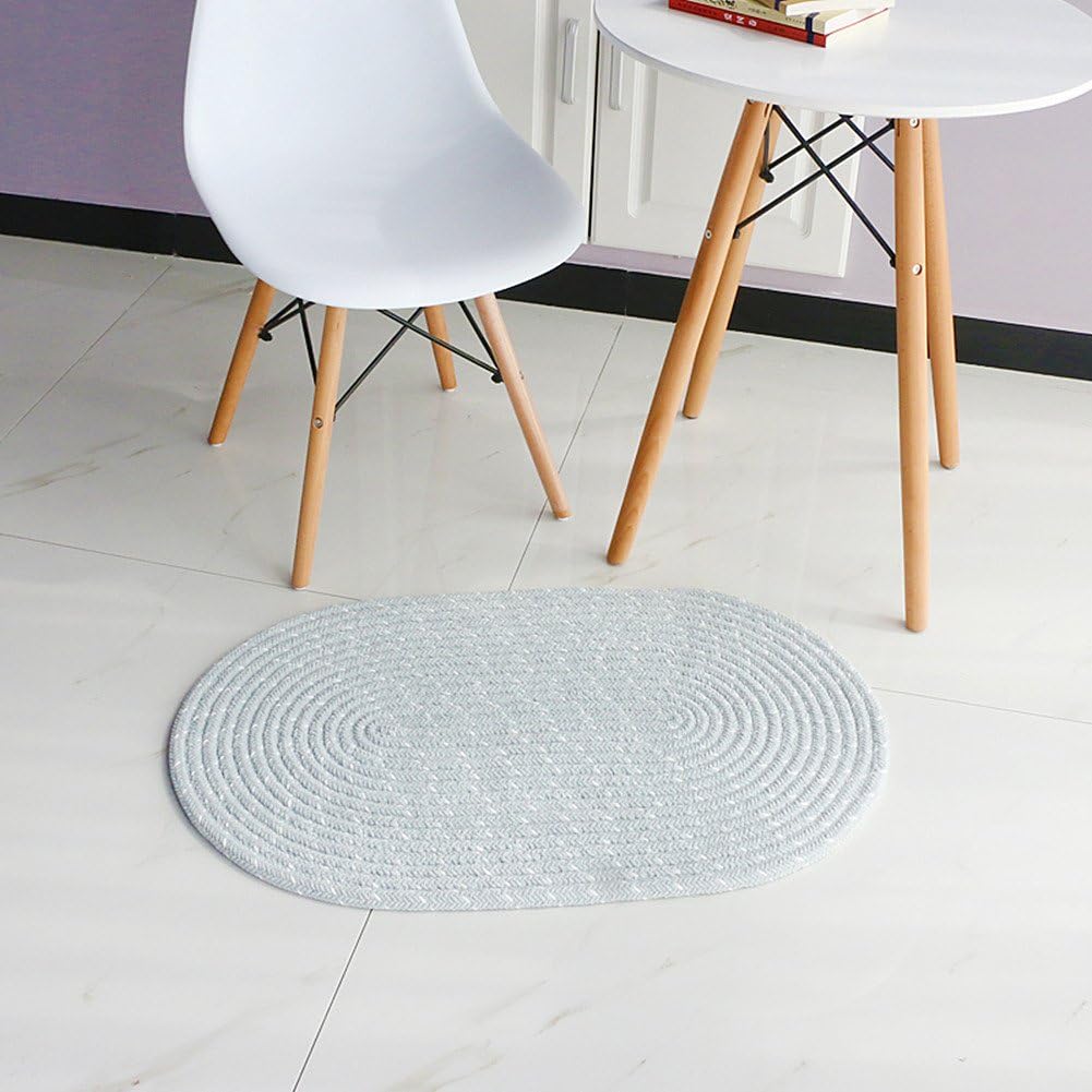 UKELER Handmade Braided Chenille Round Area Rug 5' for Living Room, Super Soft Absorbent Machine Washable Rugs Reversible Round Carpet, Grey